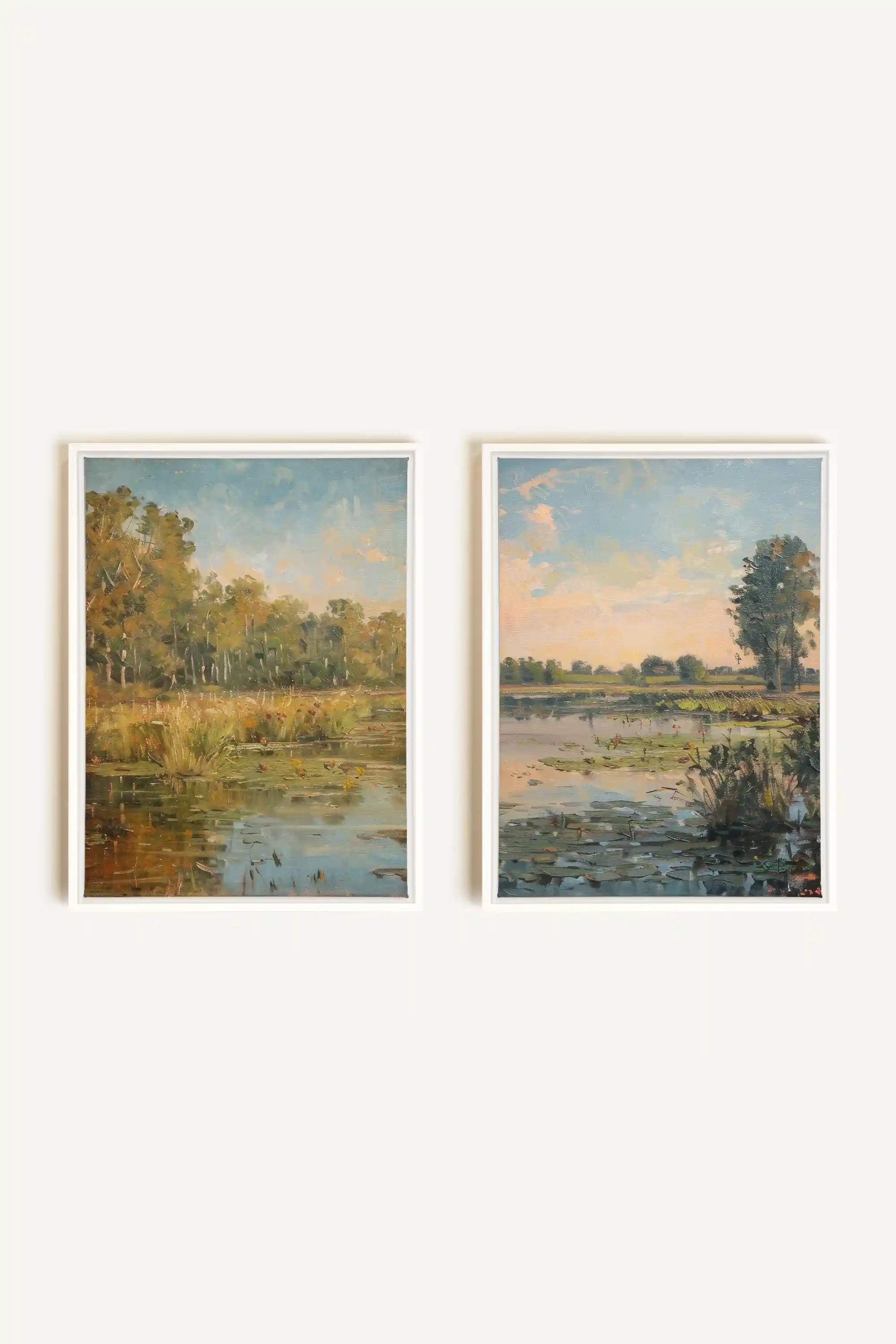 COMBINAISON CROATIAN WATERS, 2 Works on stretched canvas, framed in white
