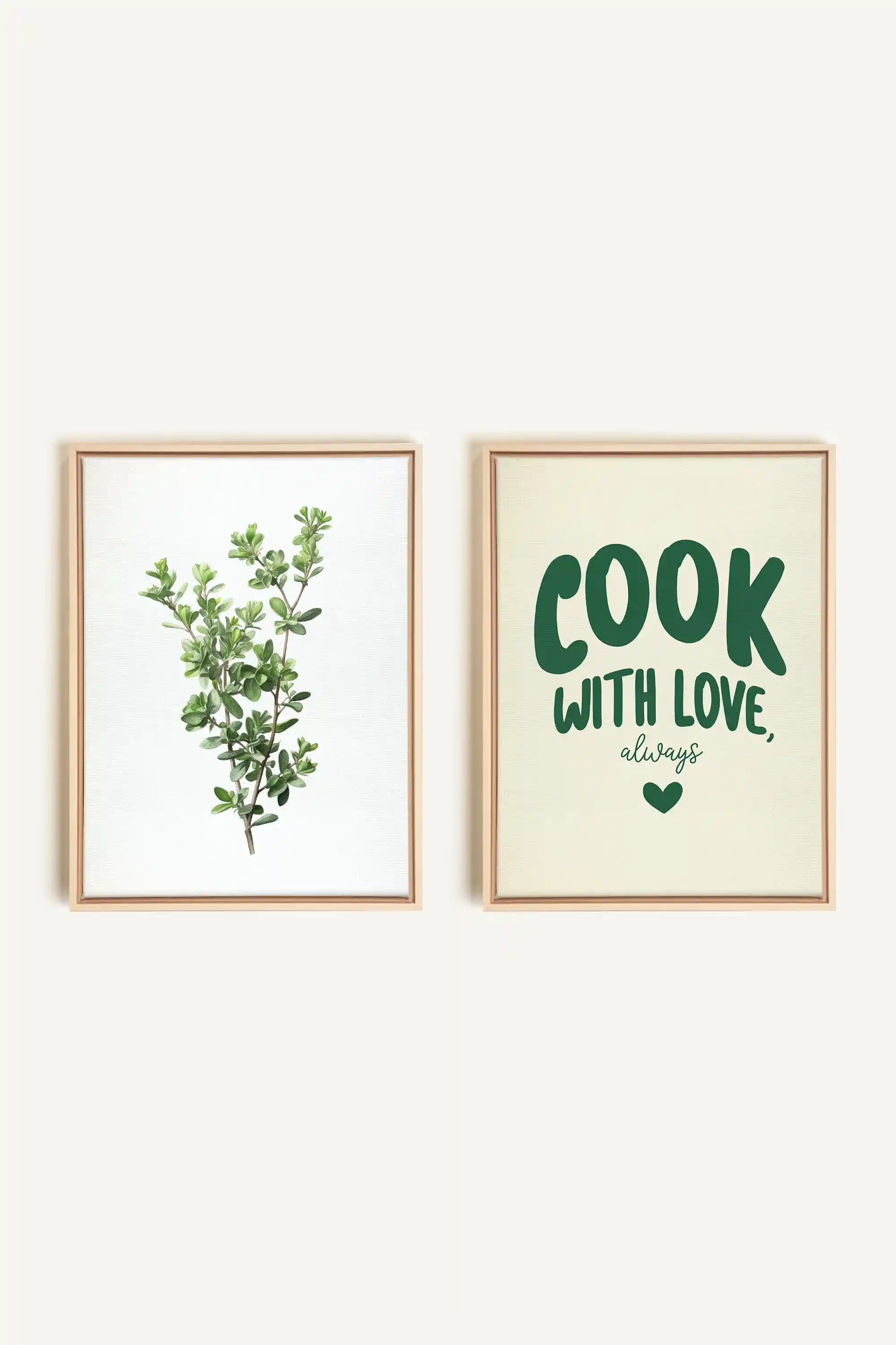 COMBINAISON CUISINE, 2 Oeuvres sur toile étirée, encadré Naturel Clair