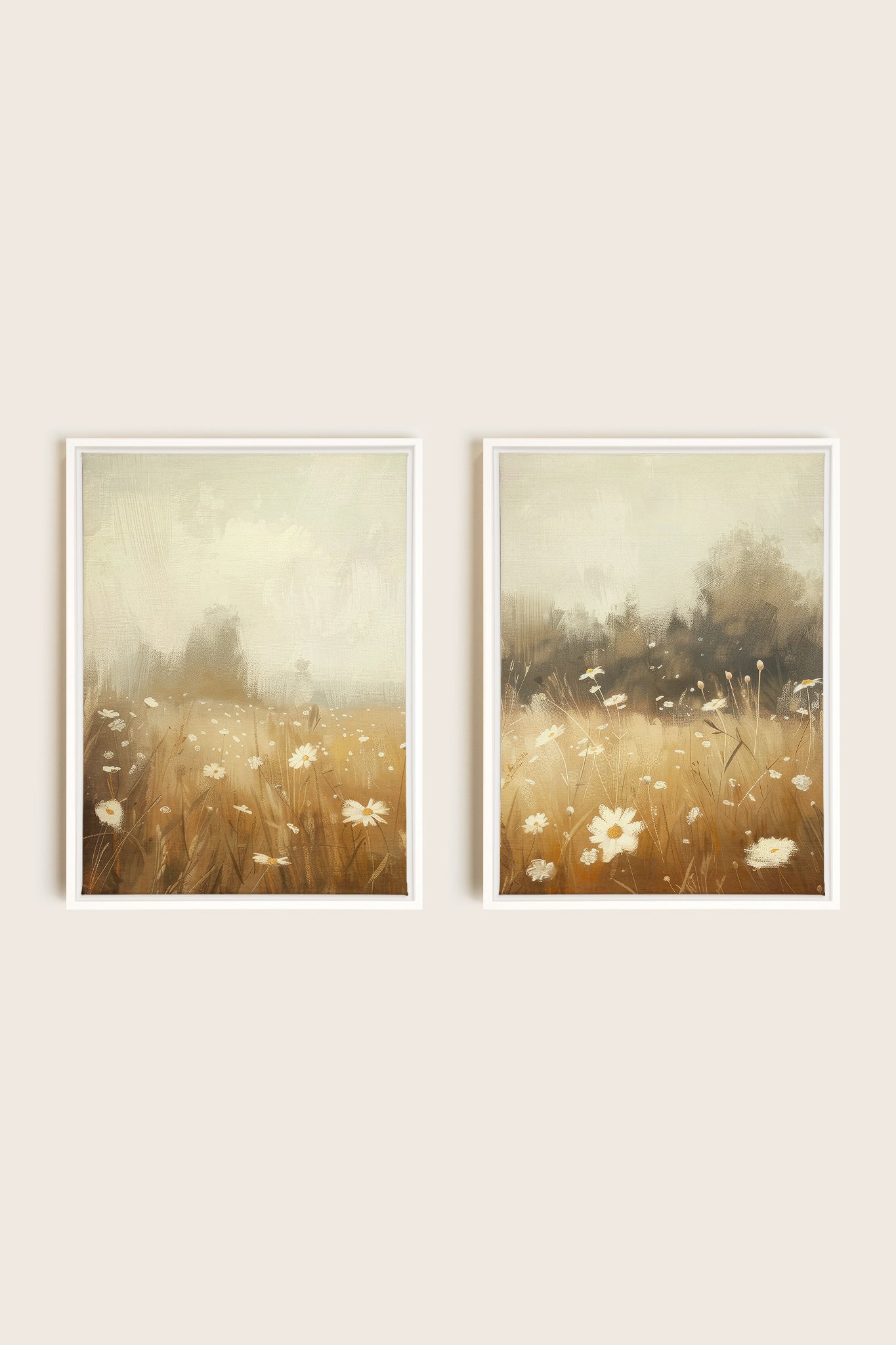 COMBINAISON DAISY BREEZE, 2 Works on stretched canvas, framed in white