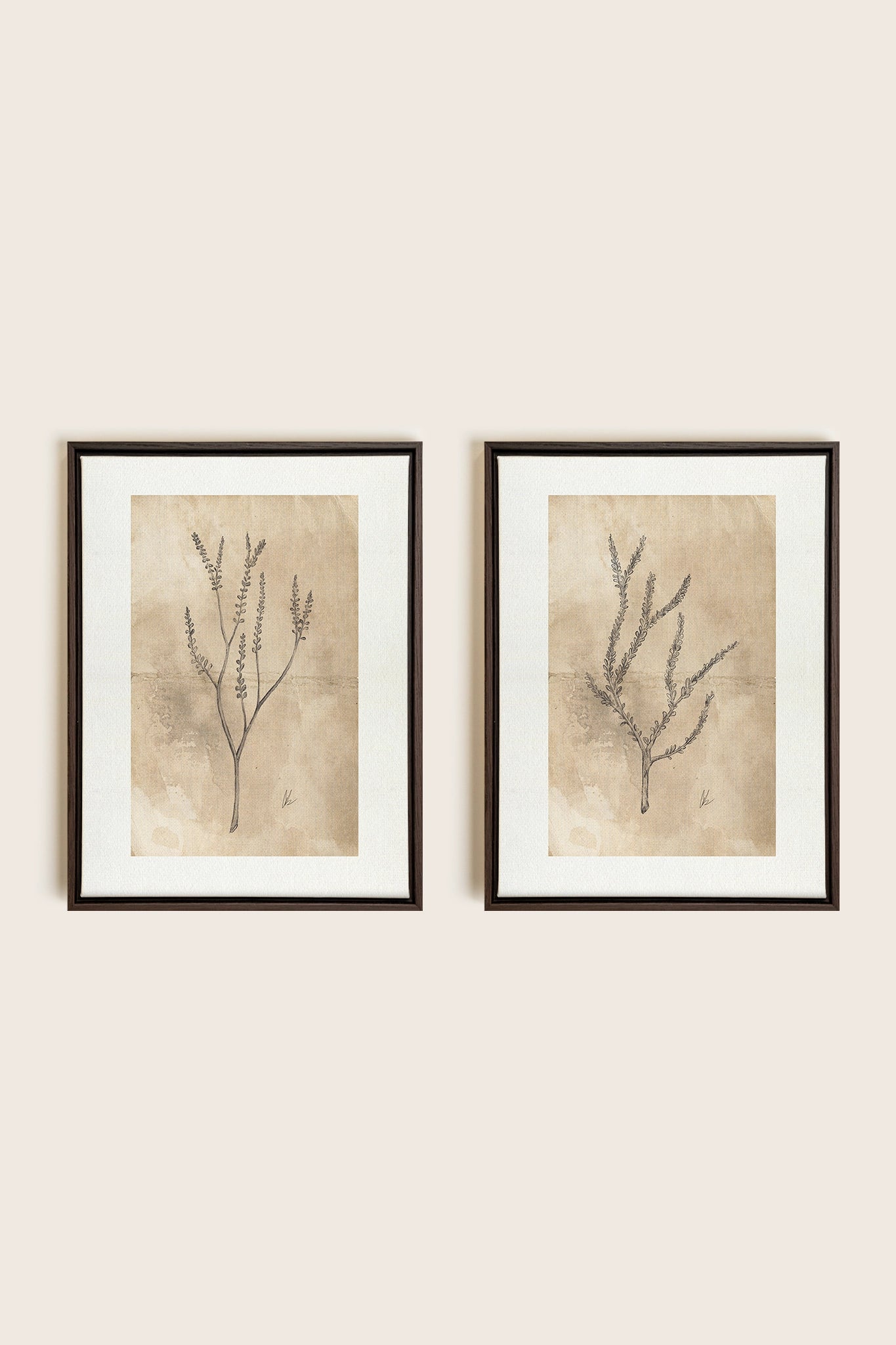 COMBINAISON JADE WILSON, 2 Oeuvres sur toile étirée, encadré Brun Noyer