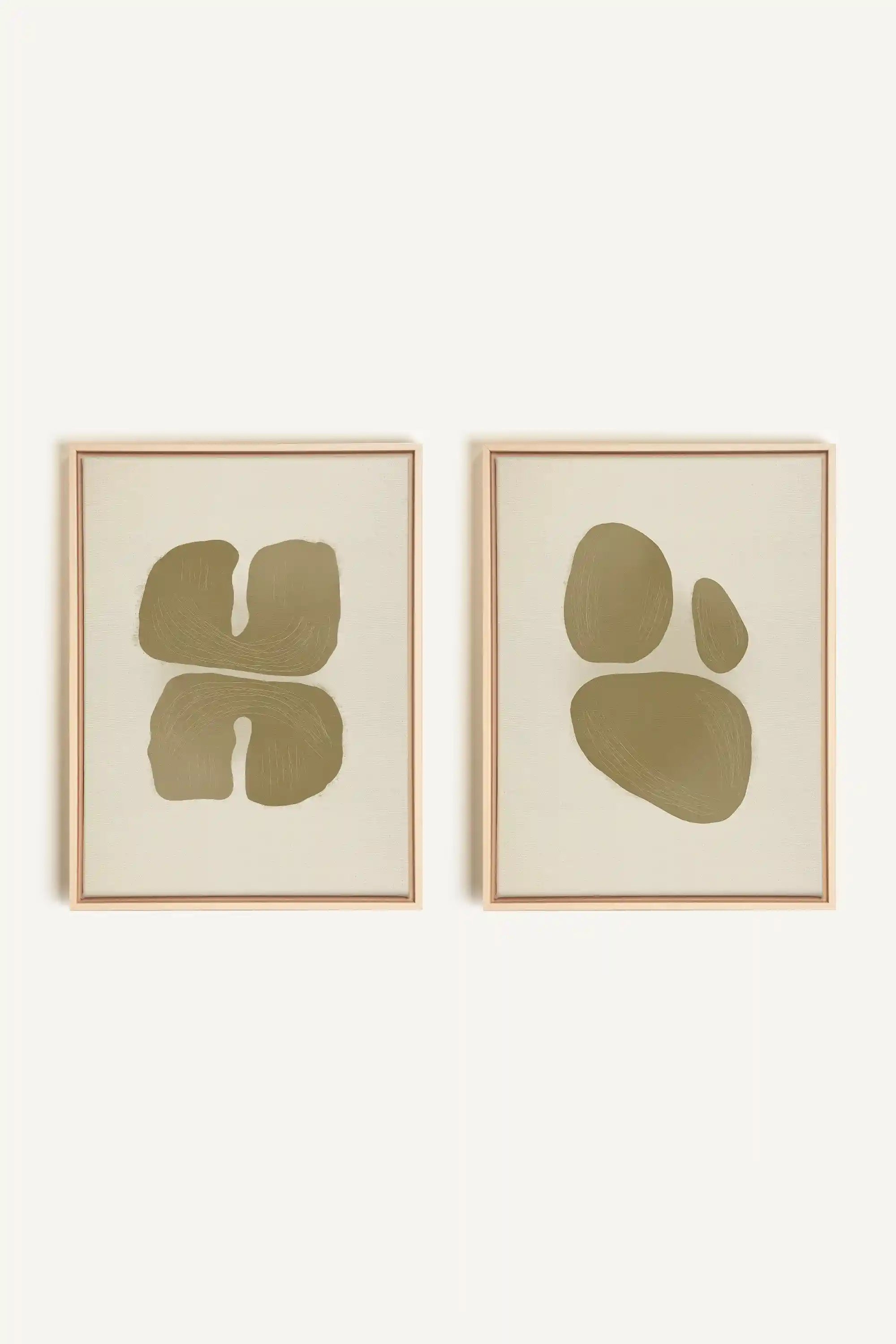 COMBINAISON M TON INTÉRIEUR, 2 Oeuvres sur toile étirée, encadré Naturel Clair