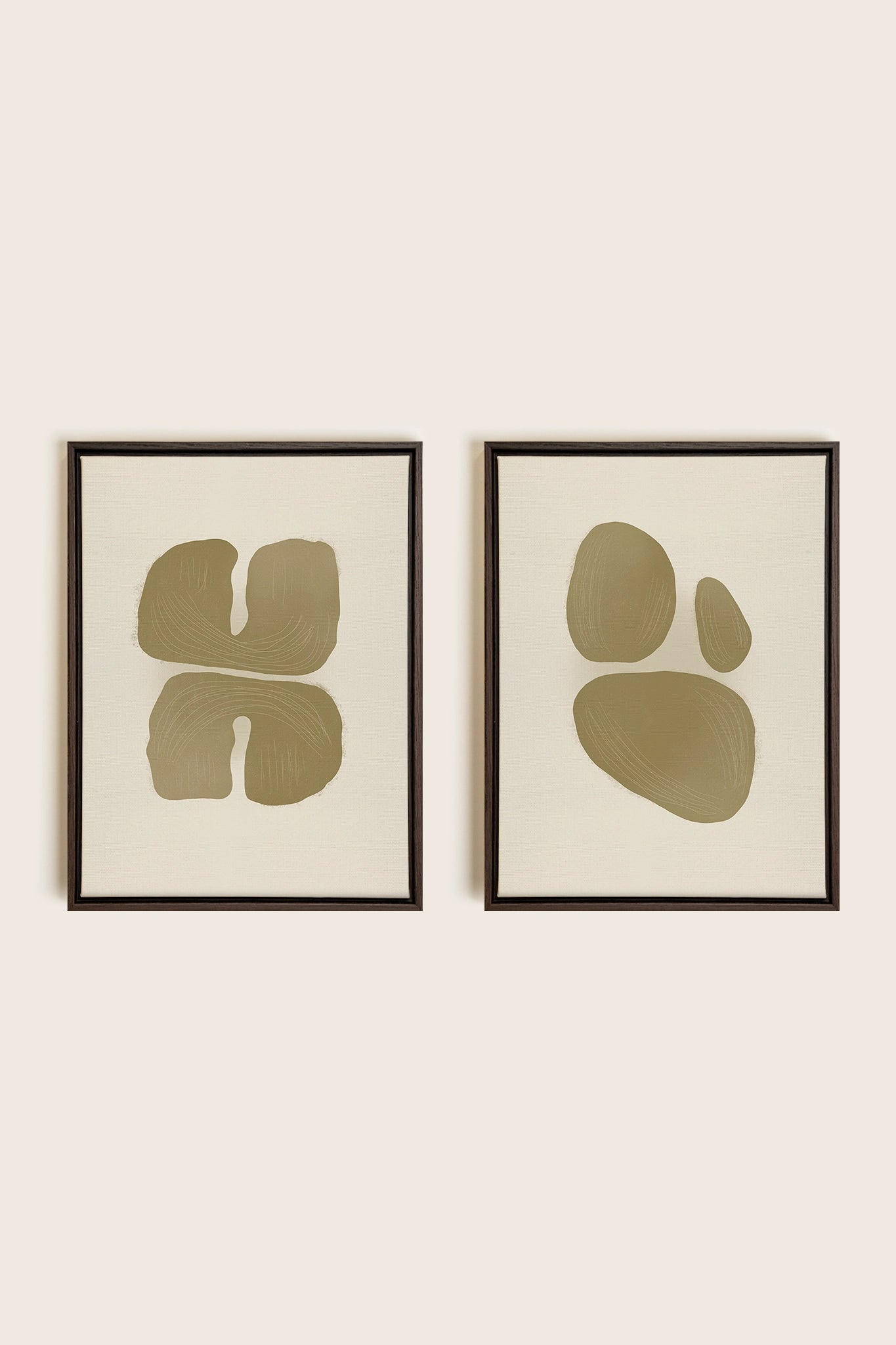 COMBINAISON M TON INTÉRIEUR, 2 Oeuvres sur toile étirée, encadré Brun Noyer