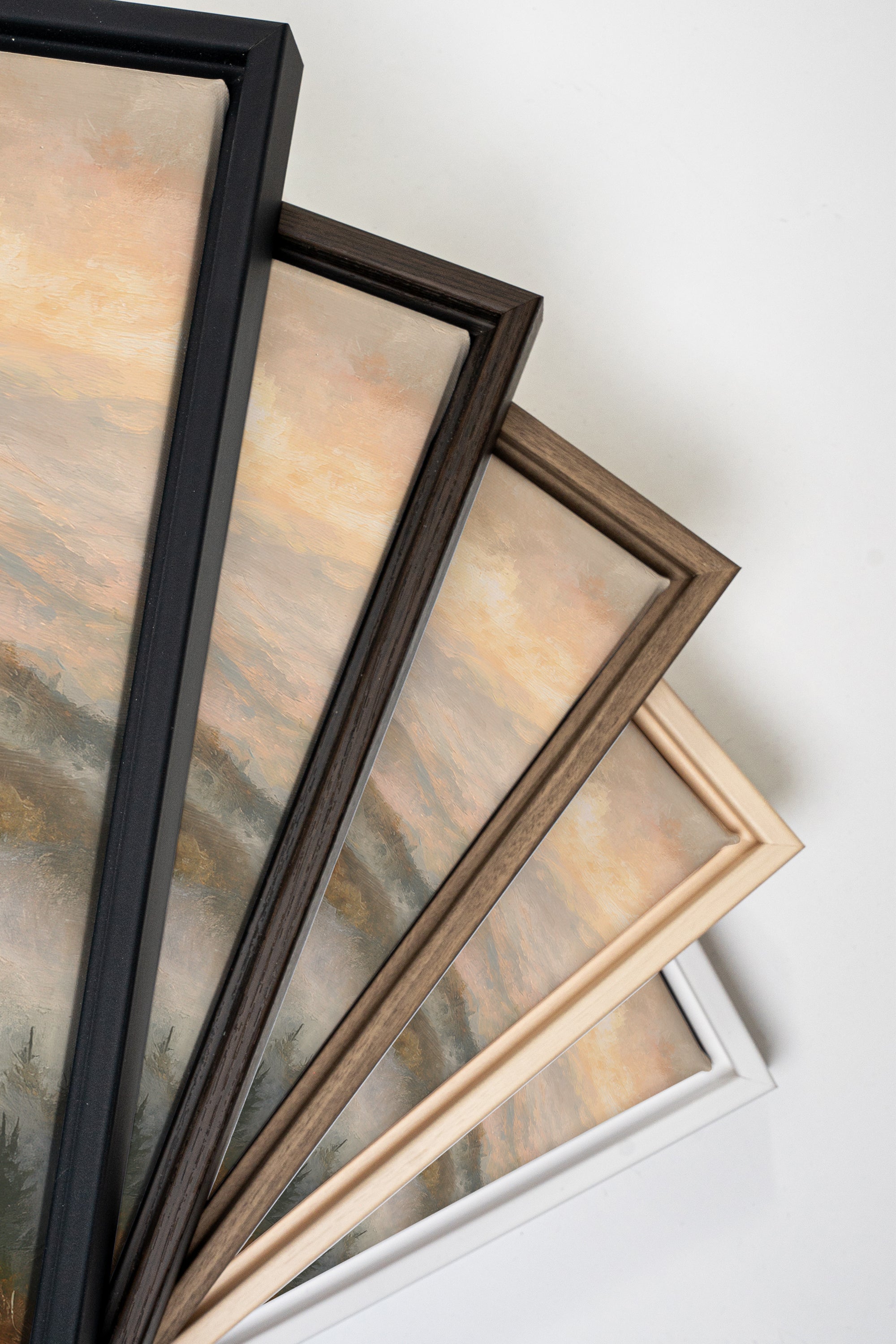 ECHOES IN THE MIST DUO, 2 Works on stretched canvas, framed in Walnut Brown