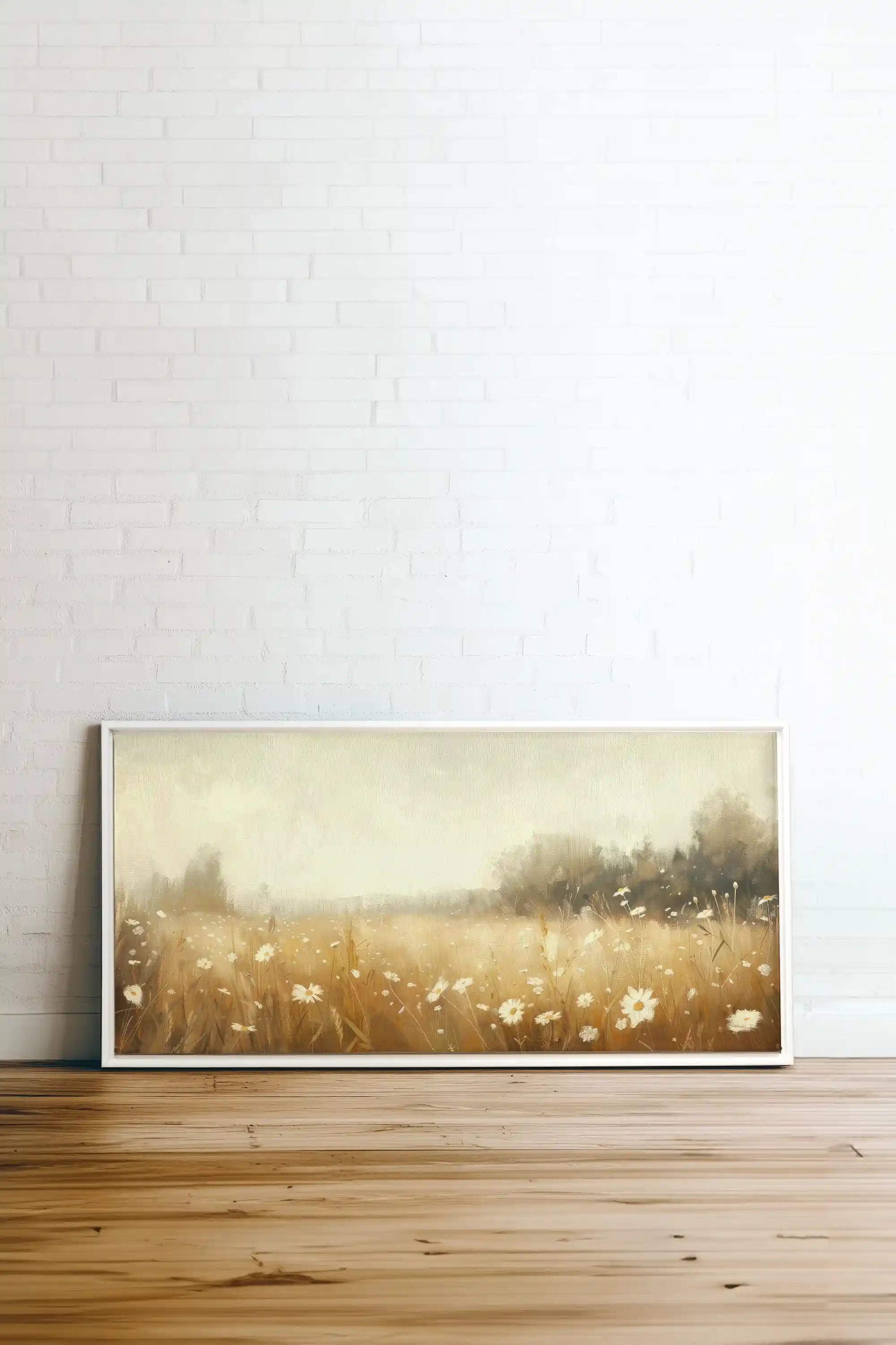 Daisy Breeze, Artwork on stretched canvas, framed in white