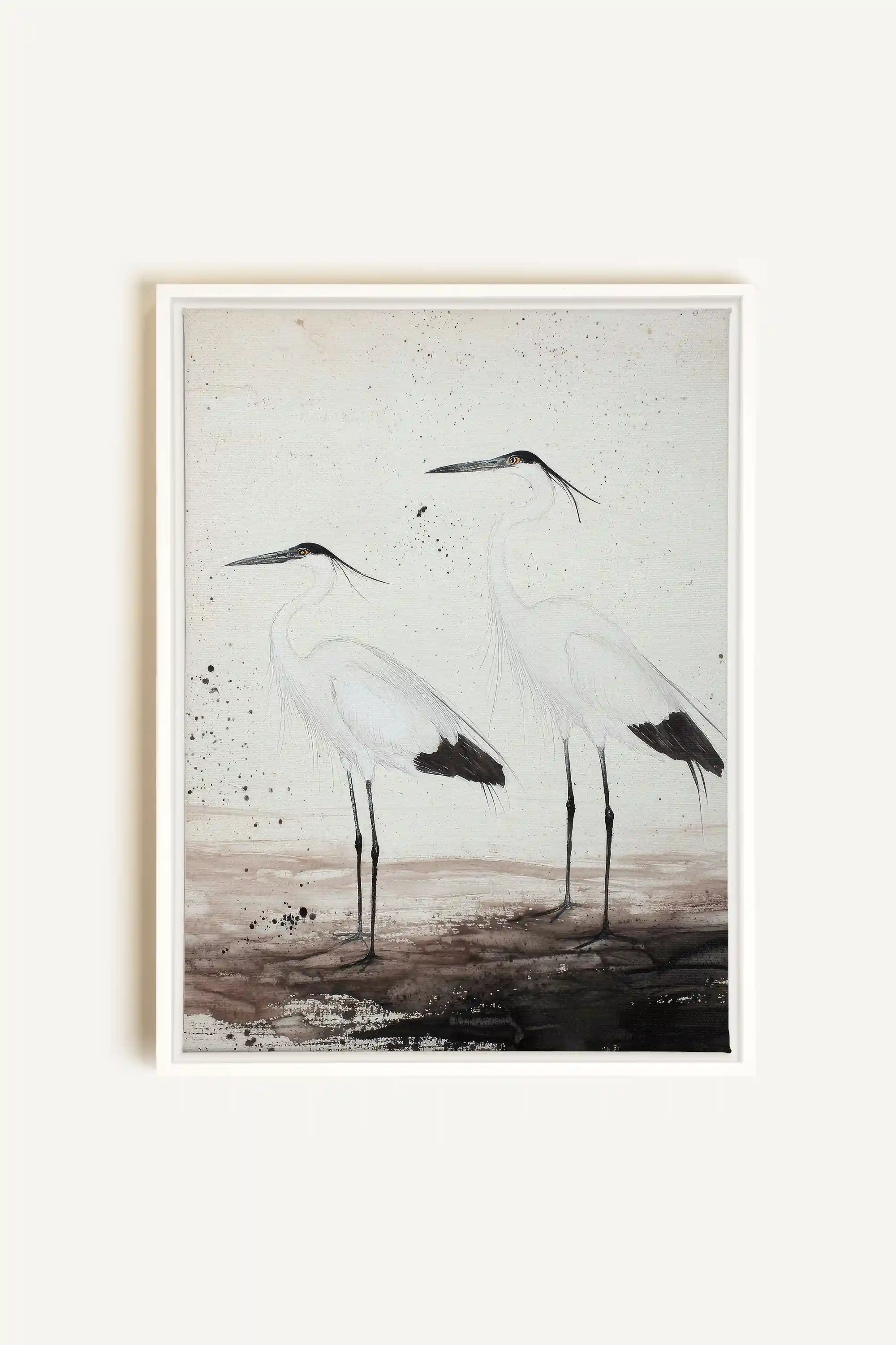 DANSE DES PLUMES, Artwork on stretched canvas, framed in white