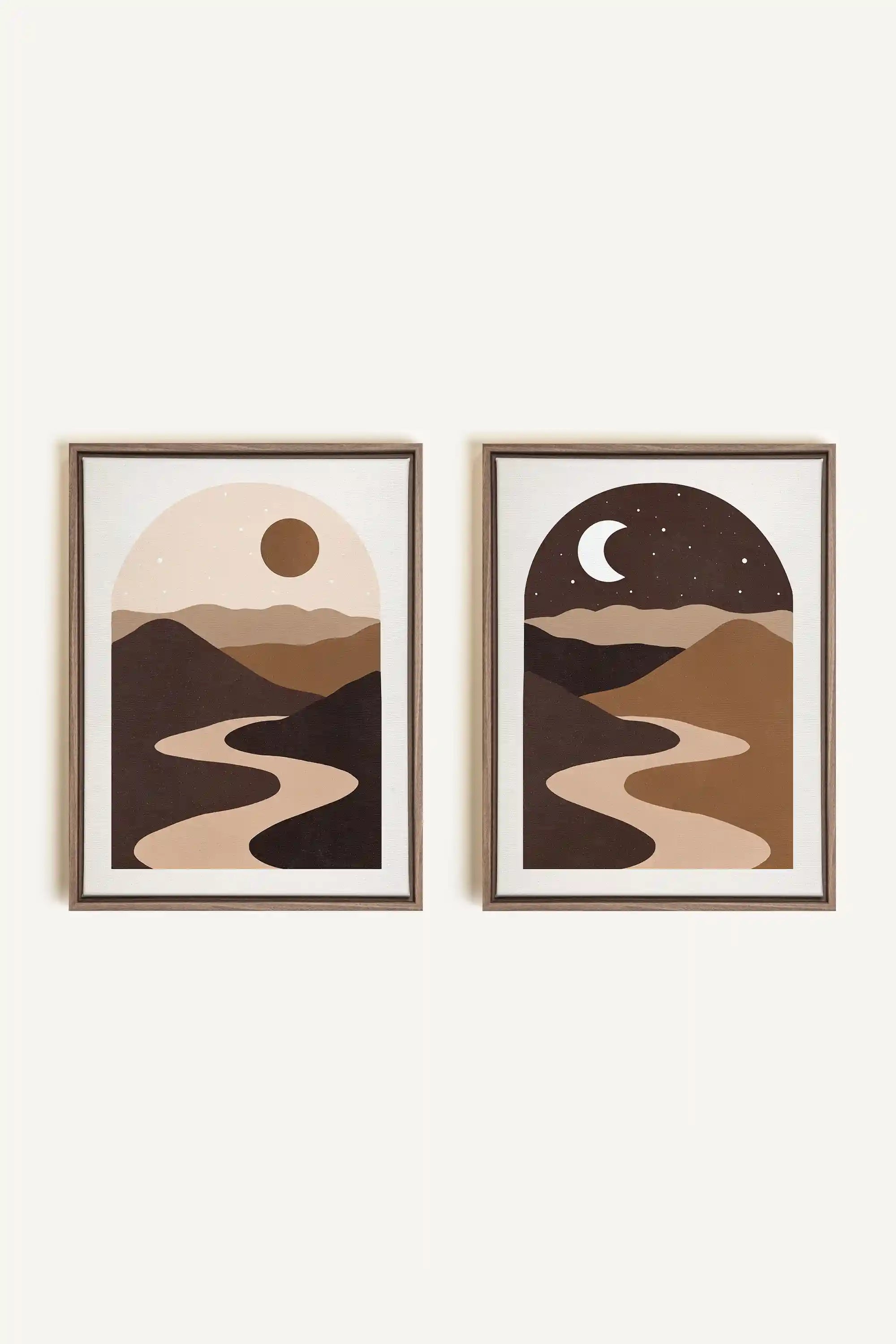 DESERT DREAMS DUO, 2 Oeuvres sur toile étirée, encadré Brun Chêne