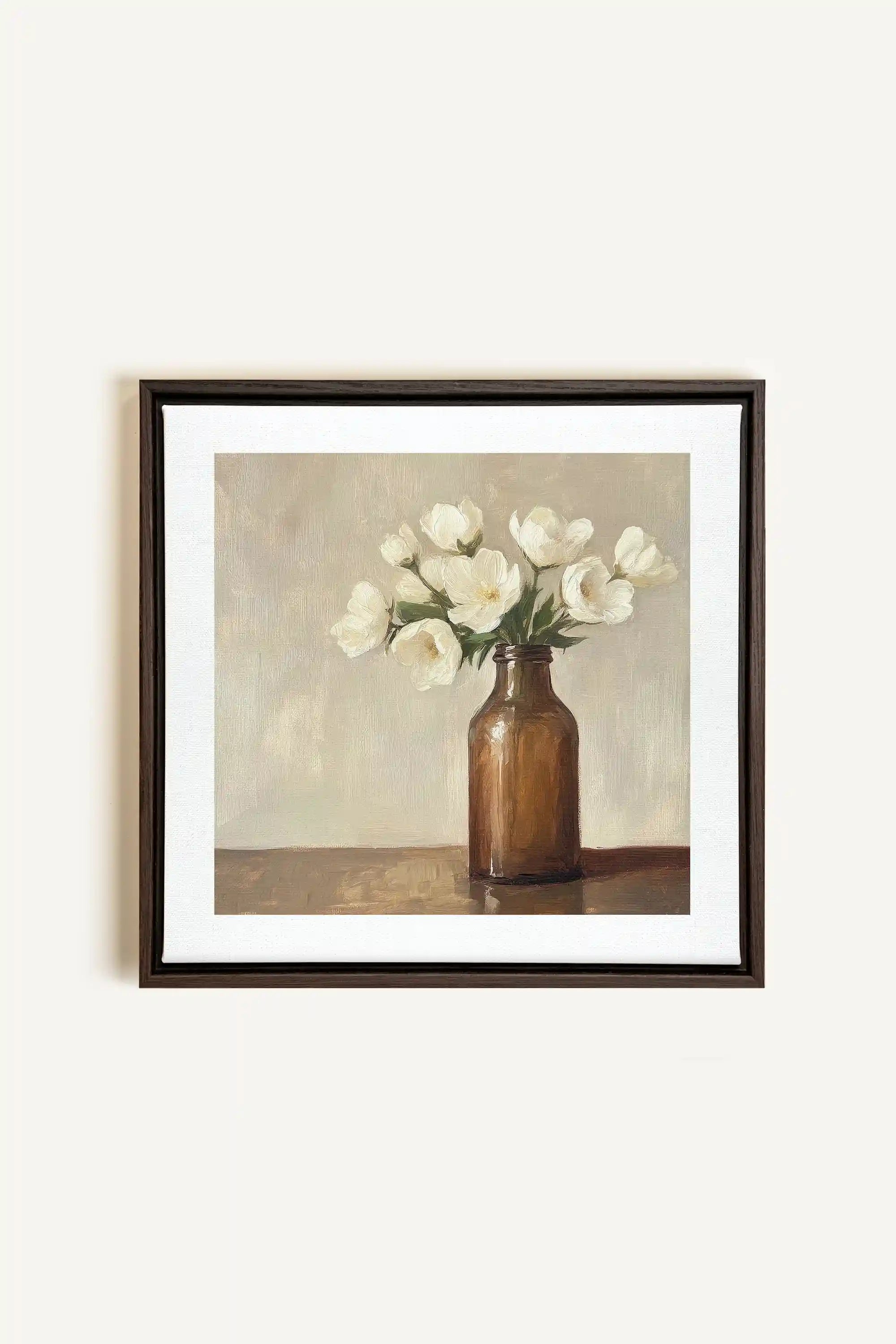 DOUCEUR FANÉE, Oeuvre sur toile étirée, encadré Brun Noyer