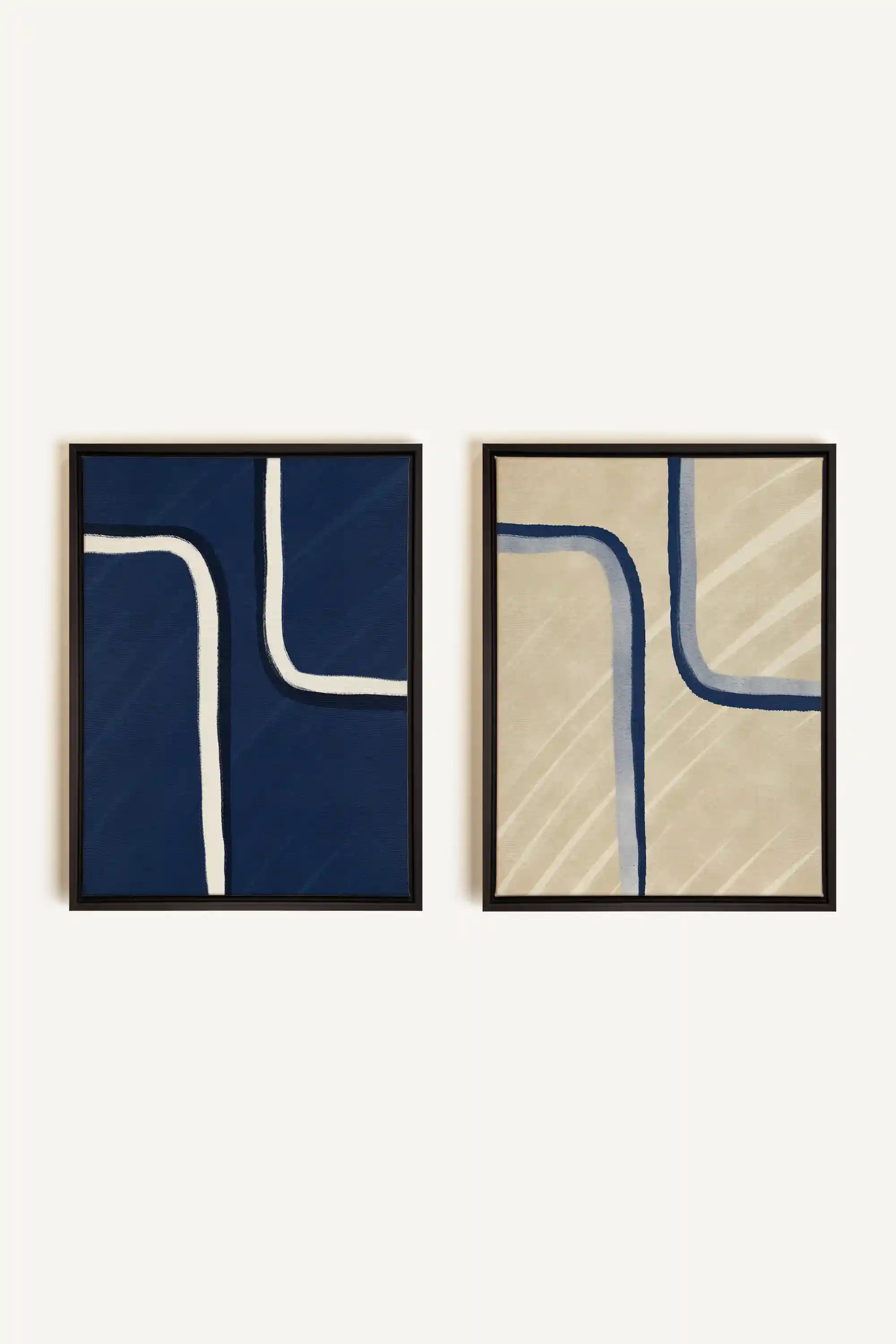 DUAL FORM DUO, 2 Oeuvres sur toile étirée, encadré Noir
