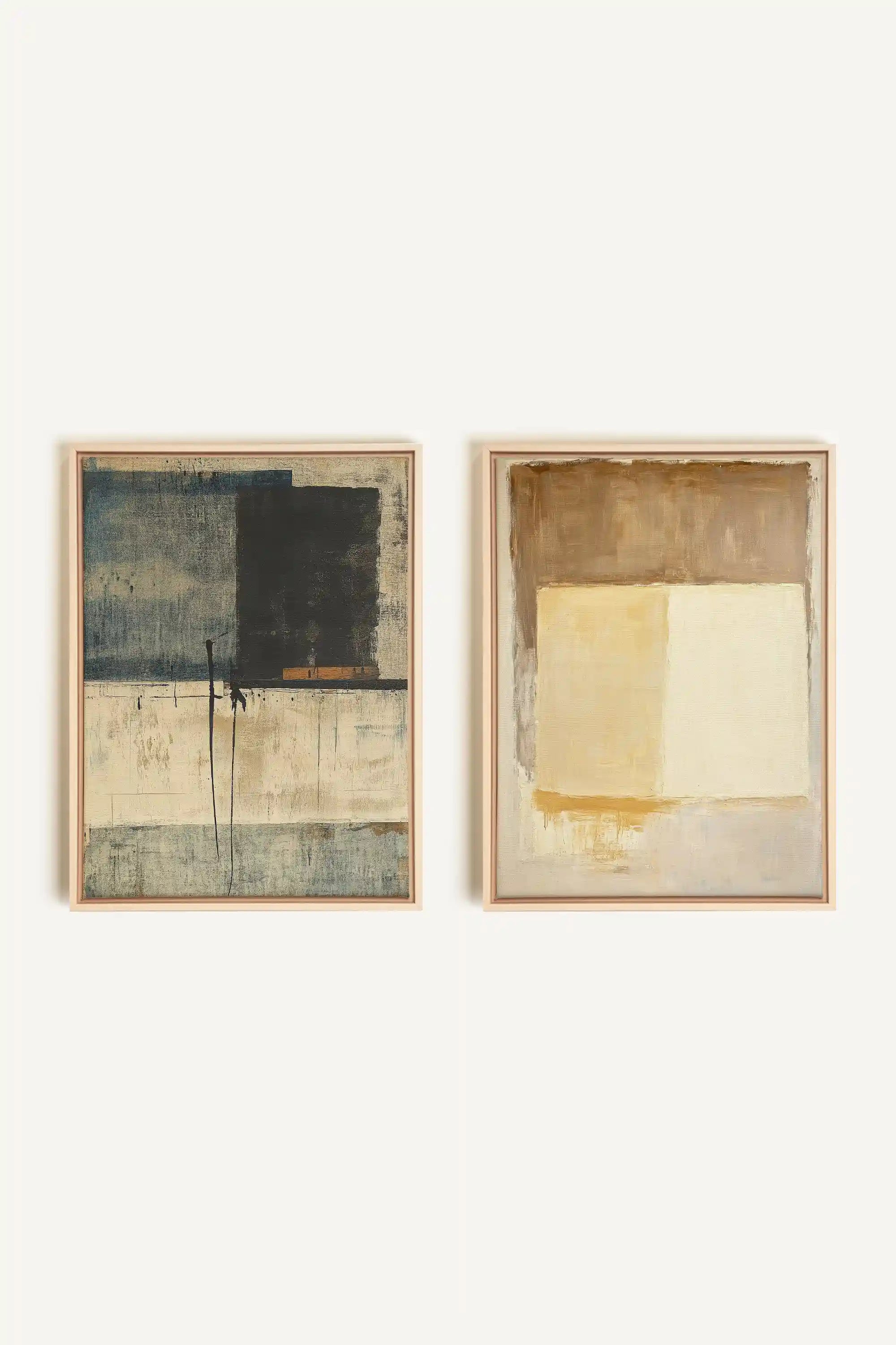 DUO HARMONIE ANCIENNE, 2 Artworks on stretched canvas, framed Natural Light