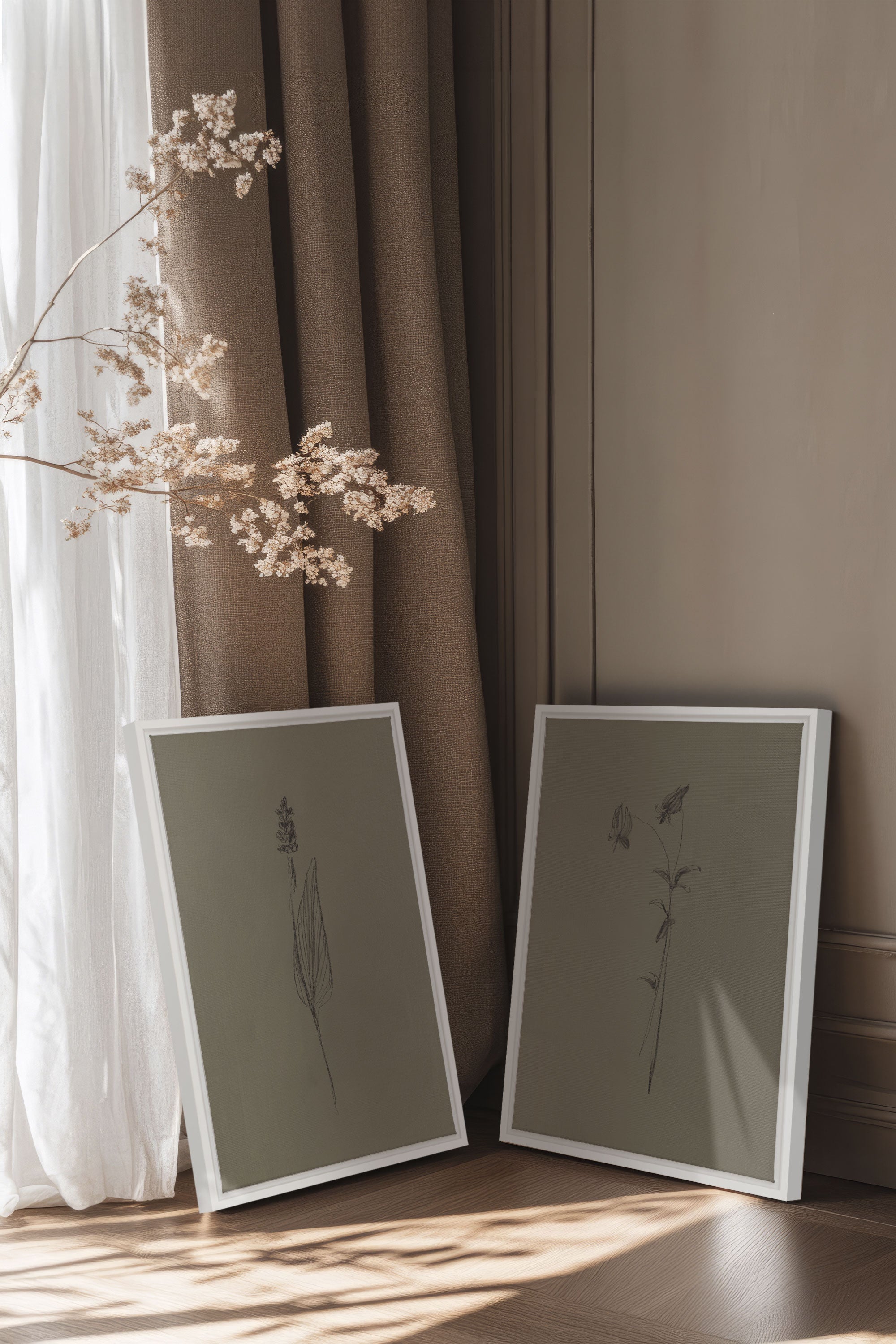 OLEKA CANVAS - DUO ESPRIT SAUVAGE, 2 Oeuvres sur toile étirée, encadré Blanc