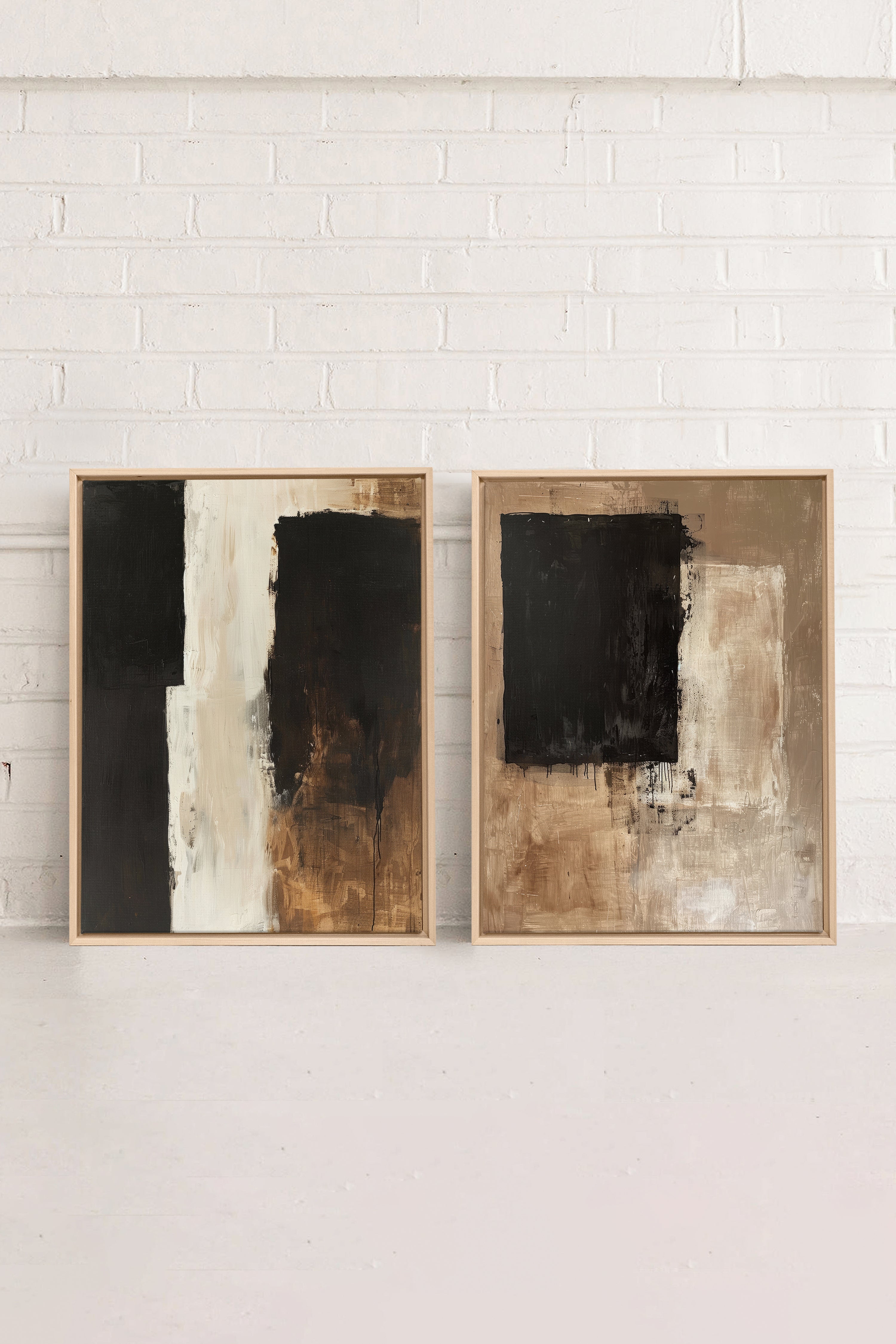 OLEKA CANVAS - DUO INK METAPHOR, 2 Oeuvres sur toile étirée, encadré Naturel Clair