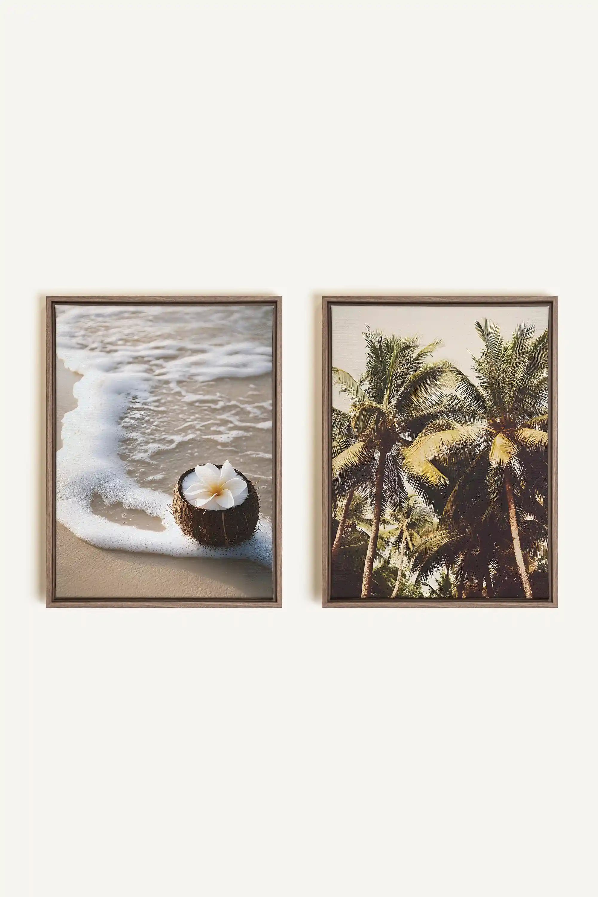 DUO SABLE & COCO, 2 Works on stretched canvas, framed Oak Brown