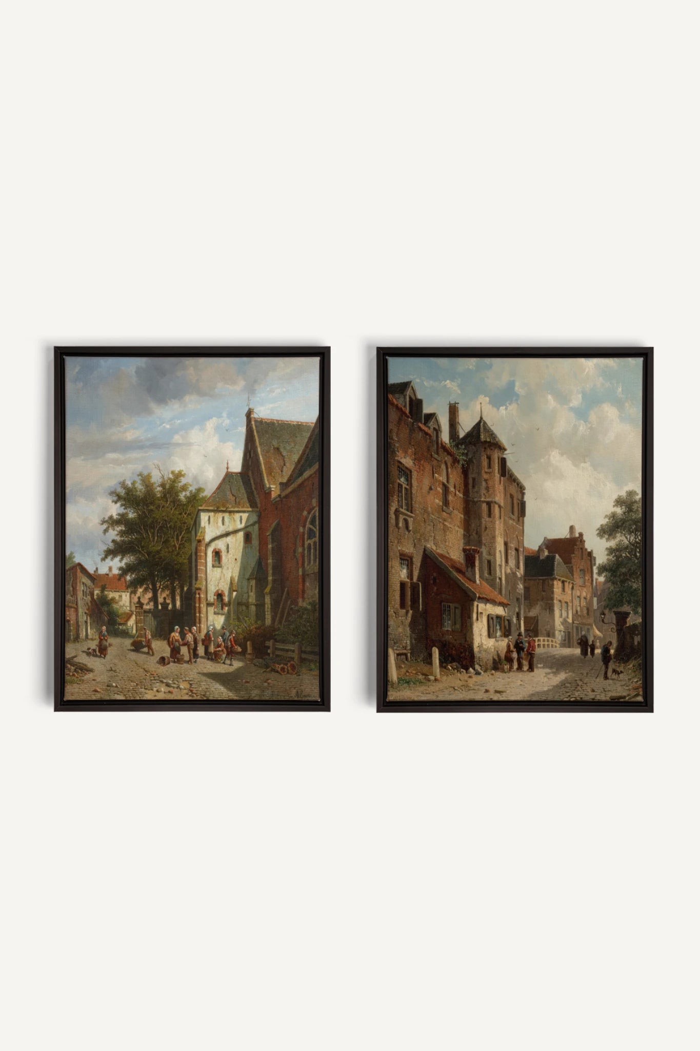 DUO LE VIEUX QUARTIER, 2 Works on stretched canvas, framed Black