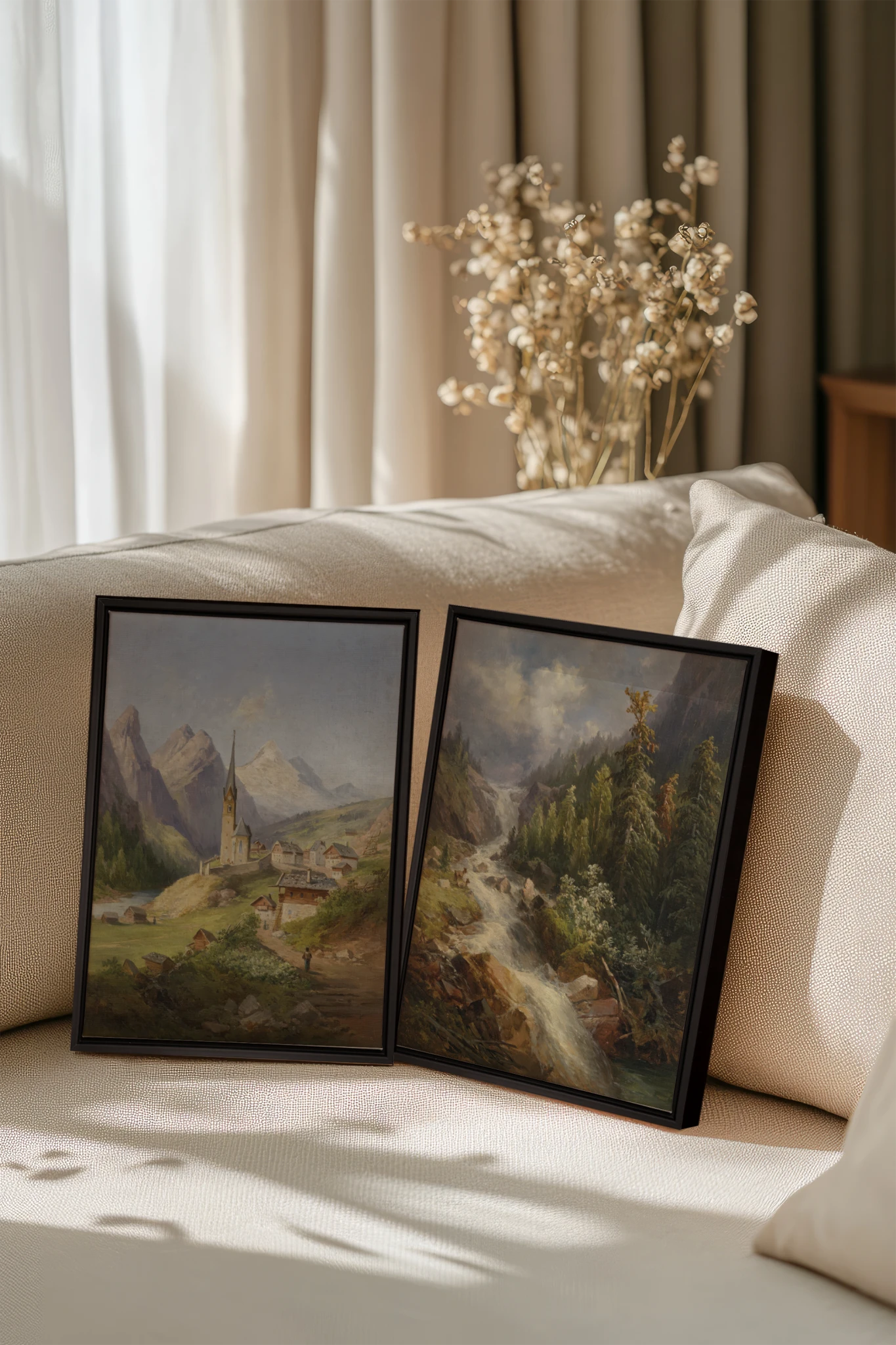 TIMELESS GARDEN DUO, 2 Works on stretched canvas, framed Black