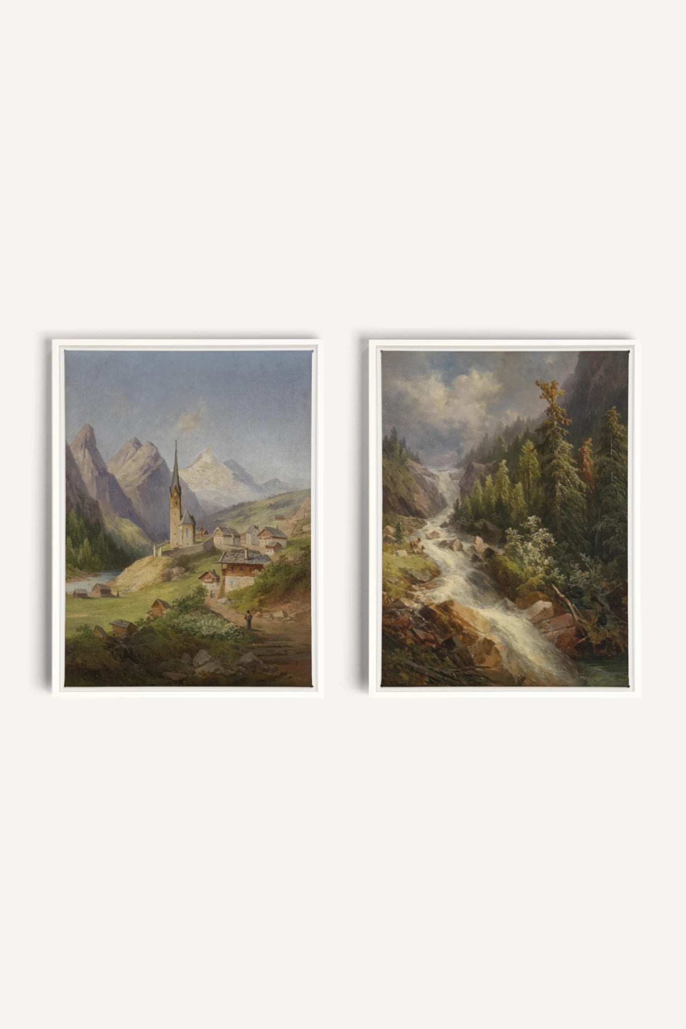 TIMELESS GARDEN DUO, 2 Works on stretched canvas, framed White