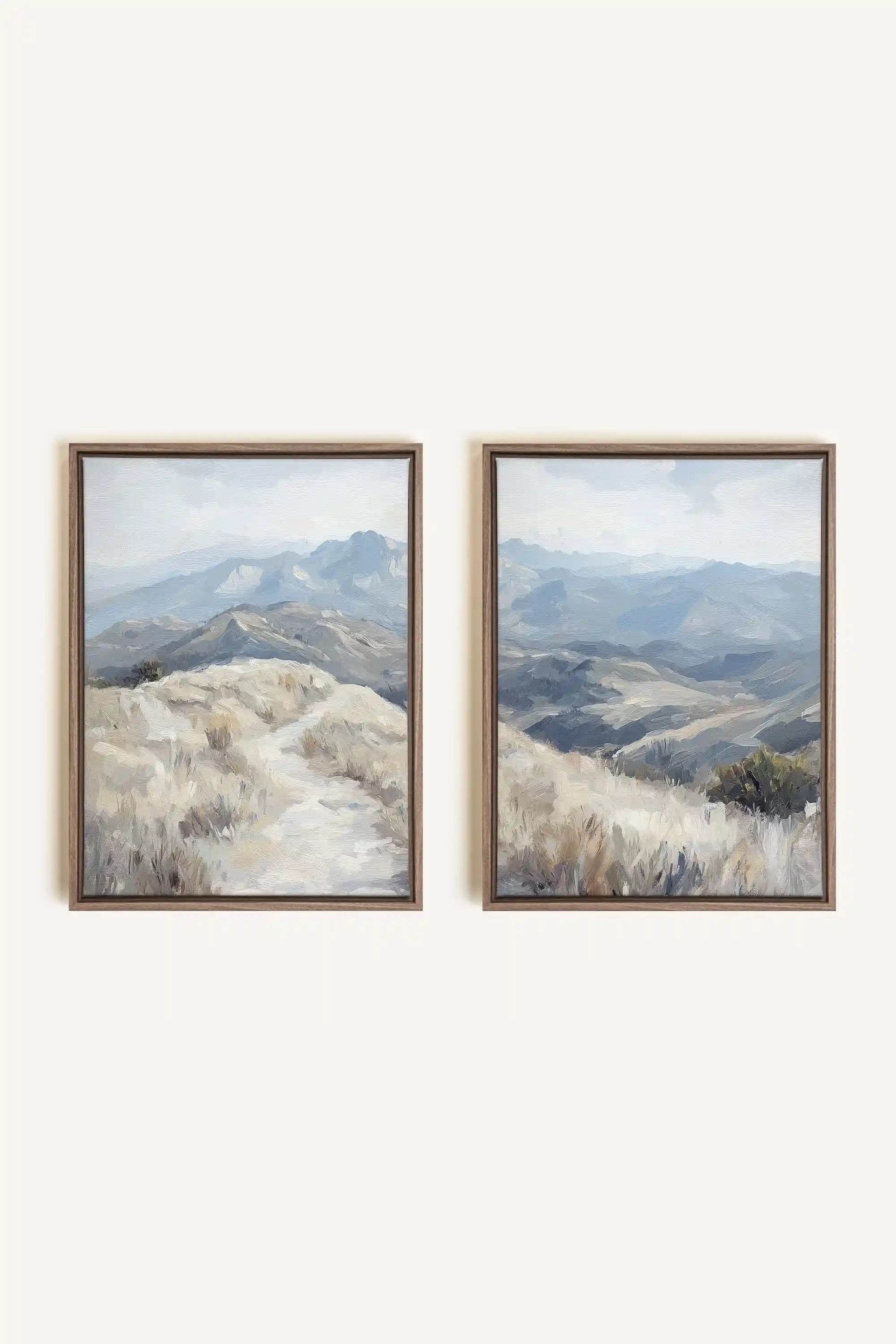 ECLIPSED VALLEYS DUO, 2 Oeuvres sur toile étirée, encadré Brun Chêne