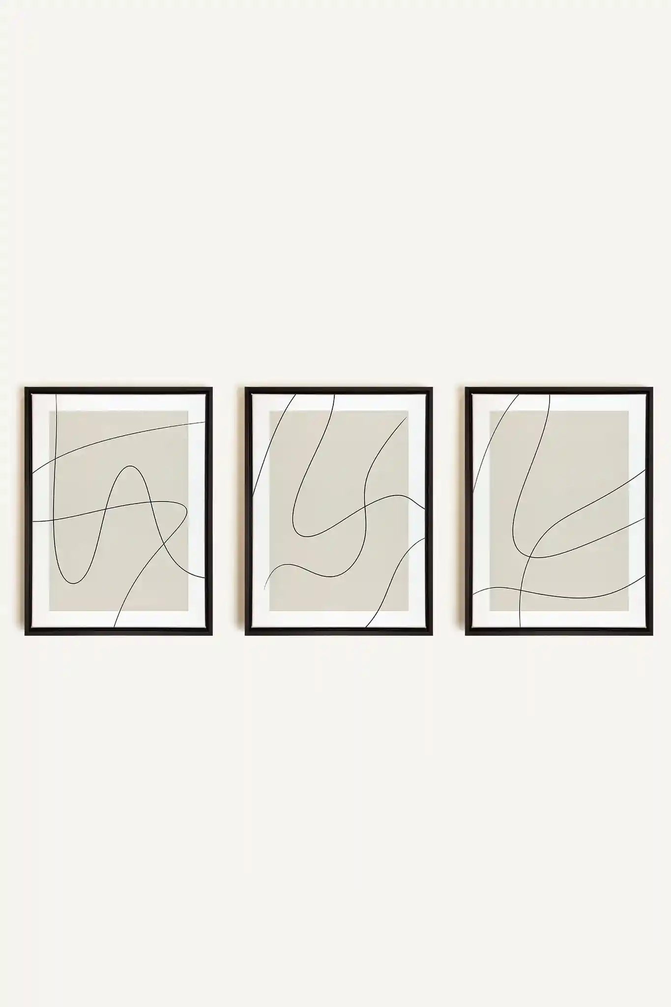 ELEGANT CURVES TRIO, 3 Oeuvres sur toile étirée, encadré Noir