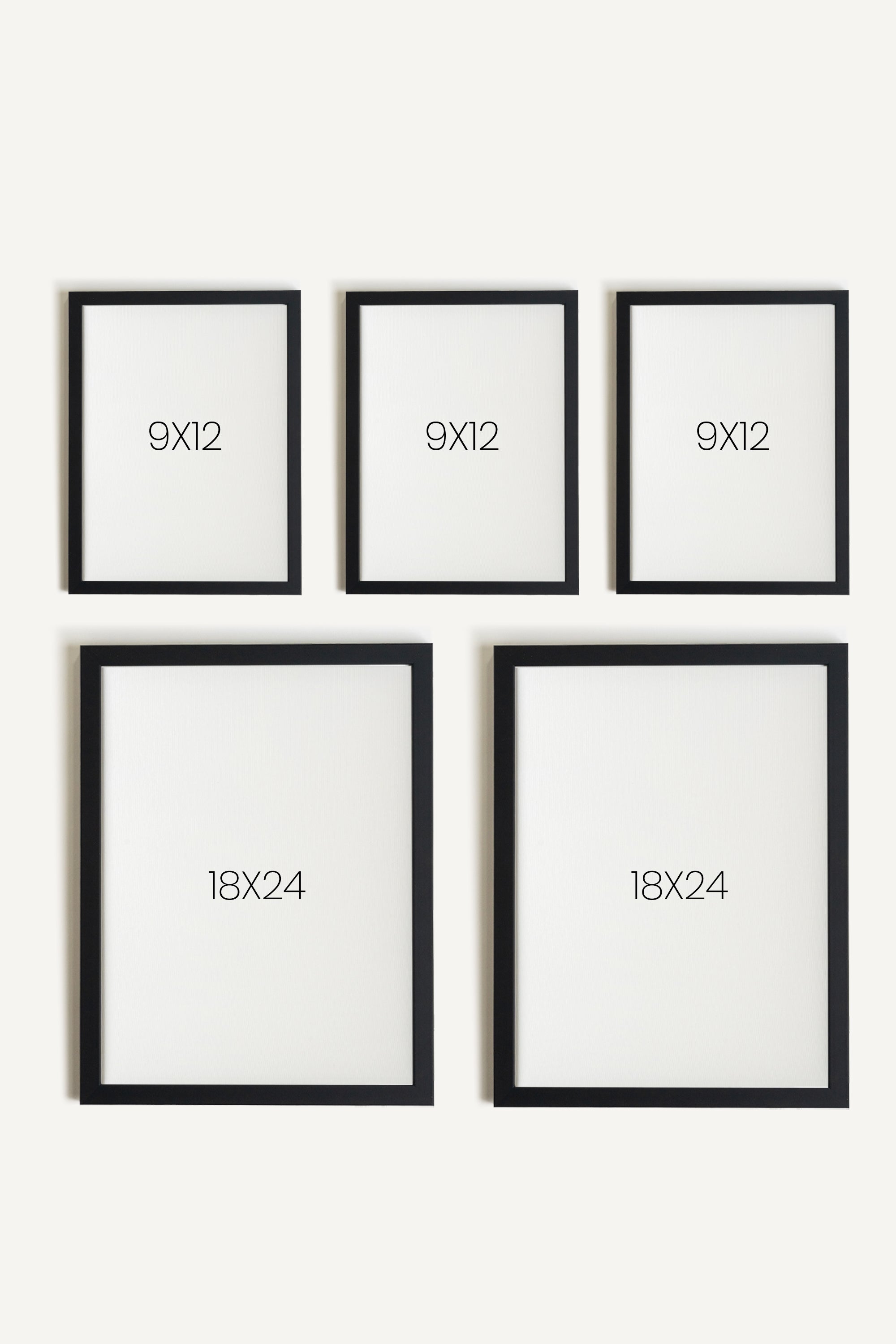 Rêves du verger, ensemble de 5 œuvres sur toile rigide, encadré noir