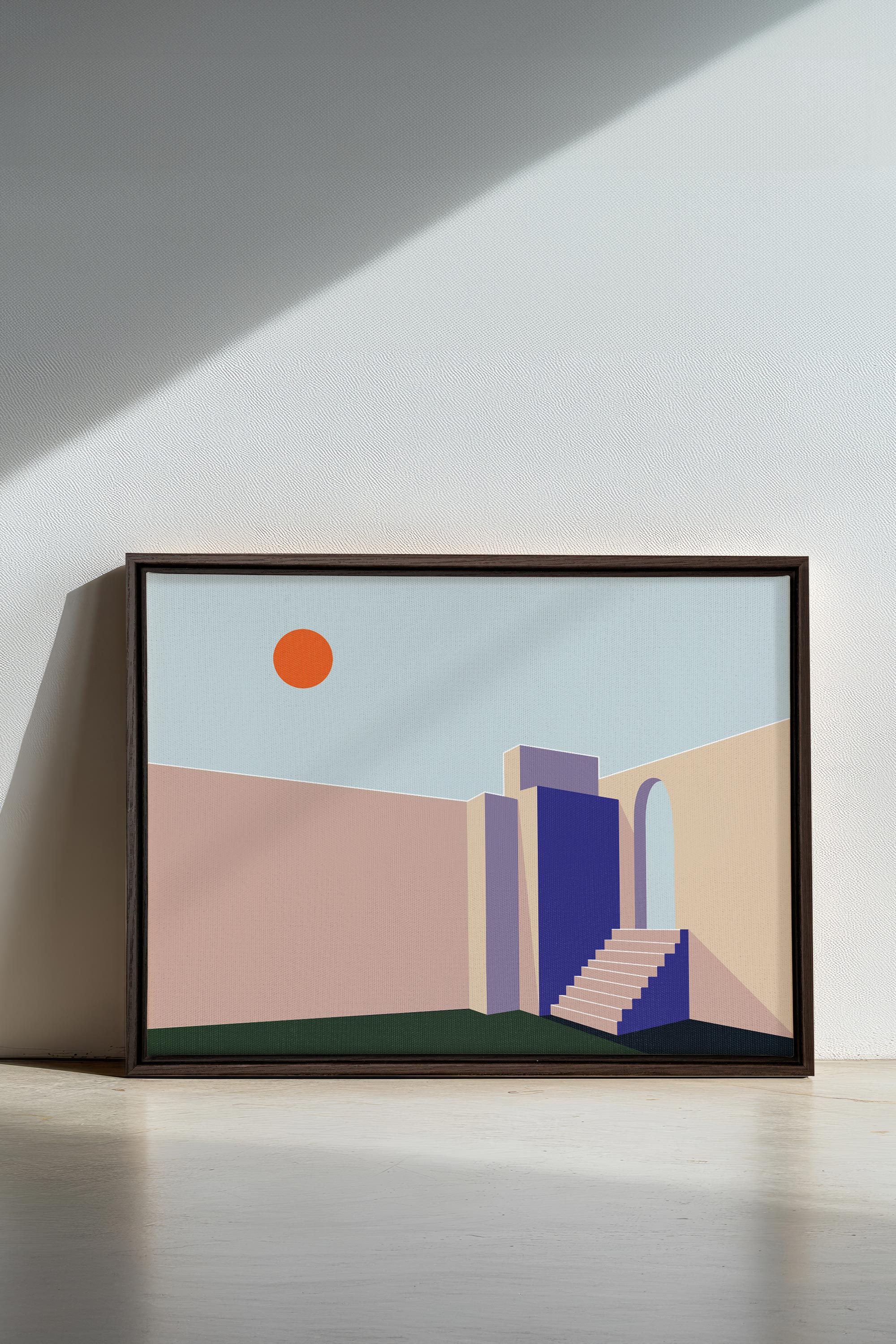 OLEKA CANVAS - GÉOMÉTRIE, Oeuvre sur toile étirée, encadré Brun Noyer