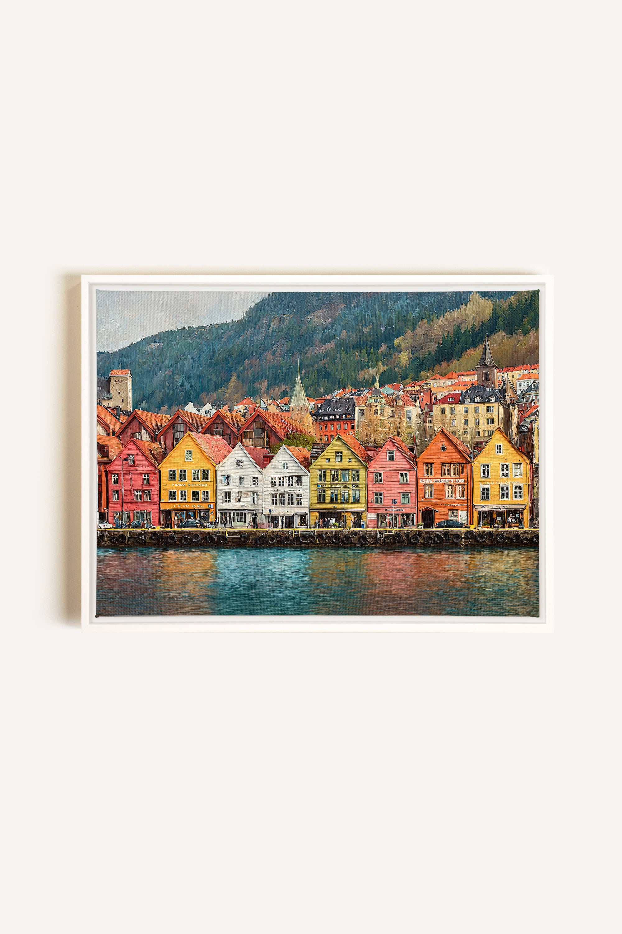 HARBOR COLORS, Artwork on stretched canvas, framed in white