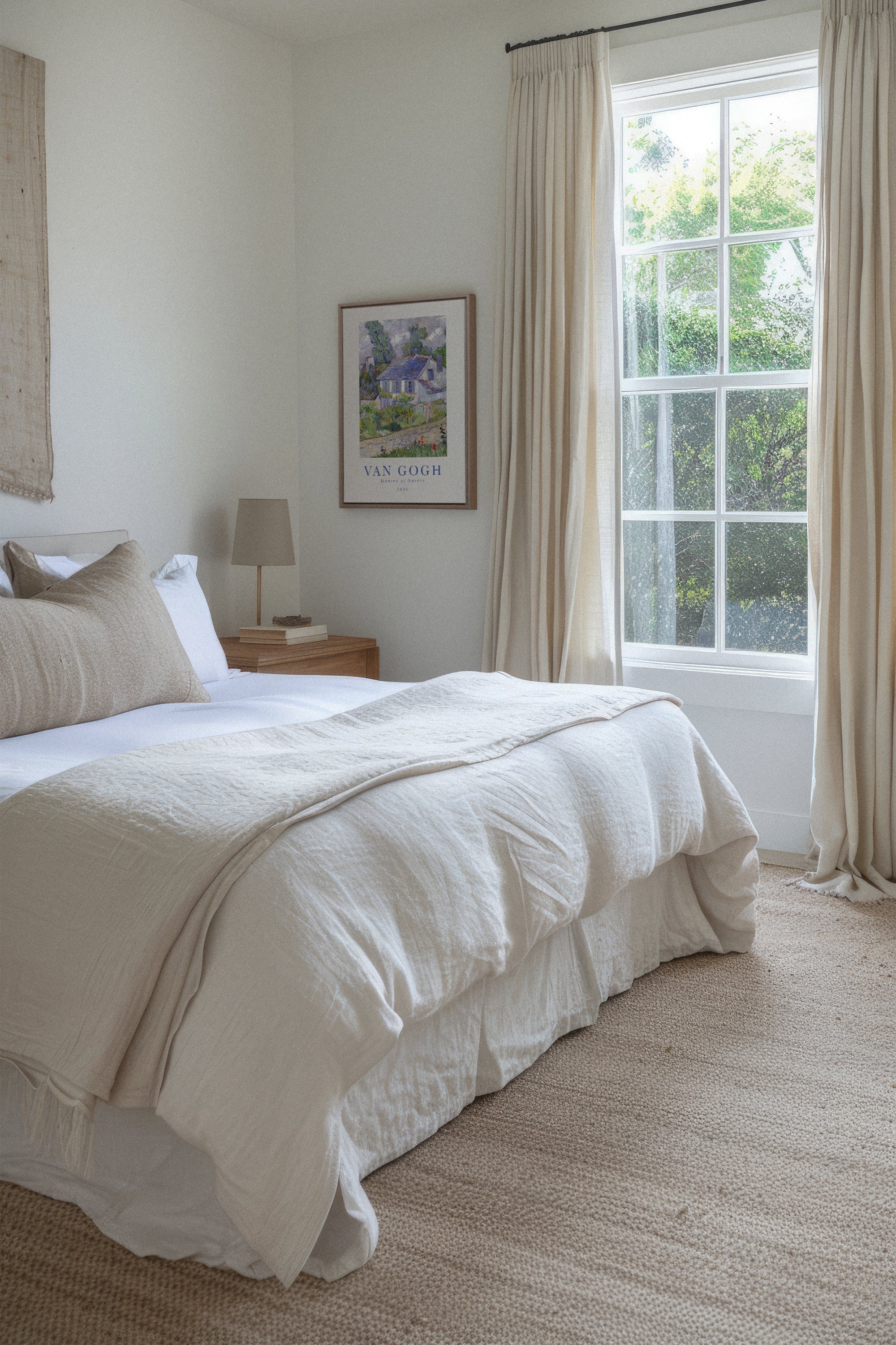 OLEKA CANVAS - HOUSES AT AUVERS, Oeuvre sur toile étirée, encadré Brun Chêne