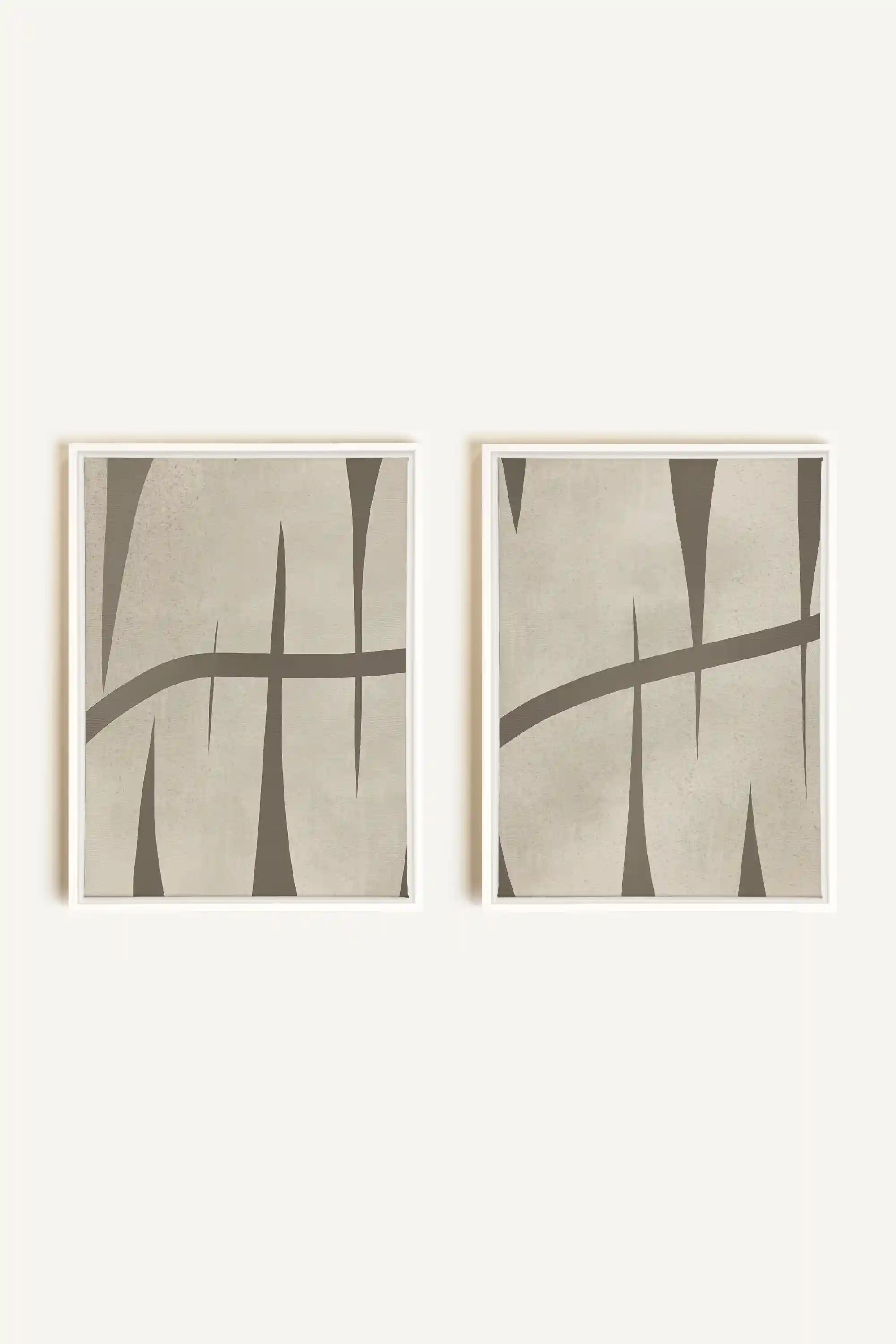 INTERTWINE DUO, 2 Oeuvres sur toile étirée, encadré Blanc