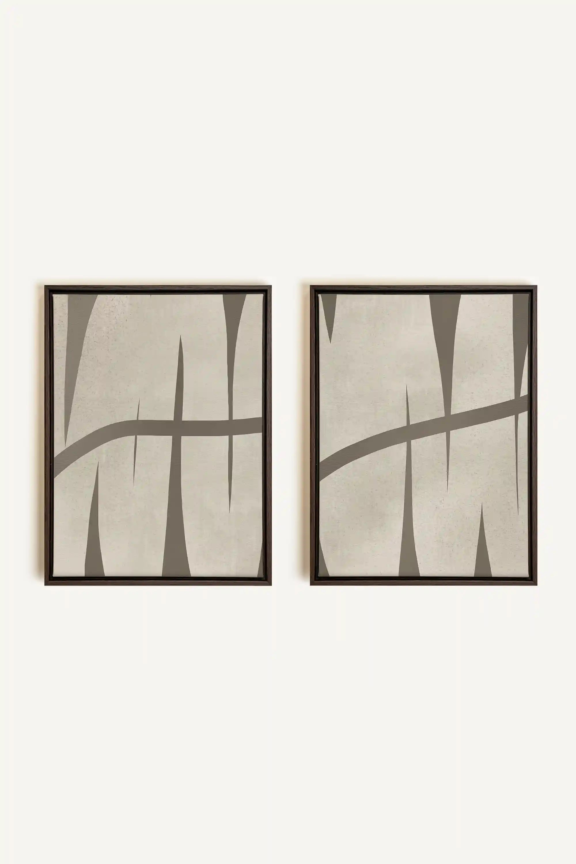 INTERTWINE DUO, 2 Oeuvres sur toile étirée, encadré Brun Noyer