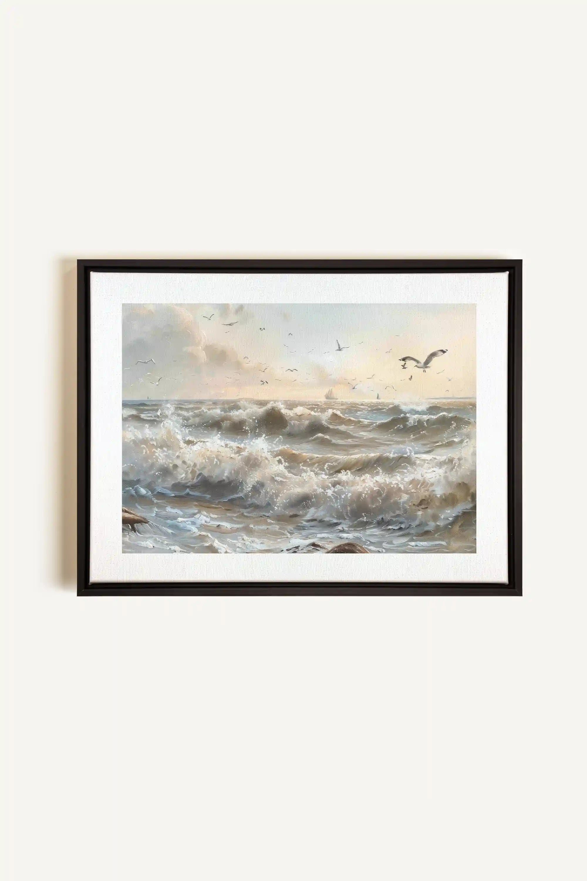 JOURNEY OF WAVES, Oeuvre sur toile étirée, encadré Noir