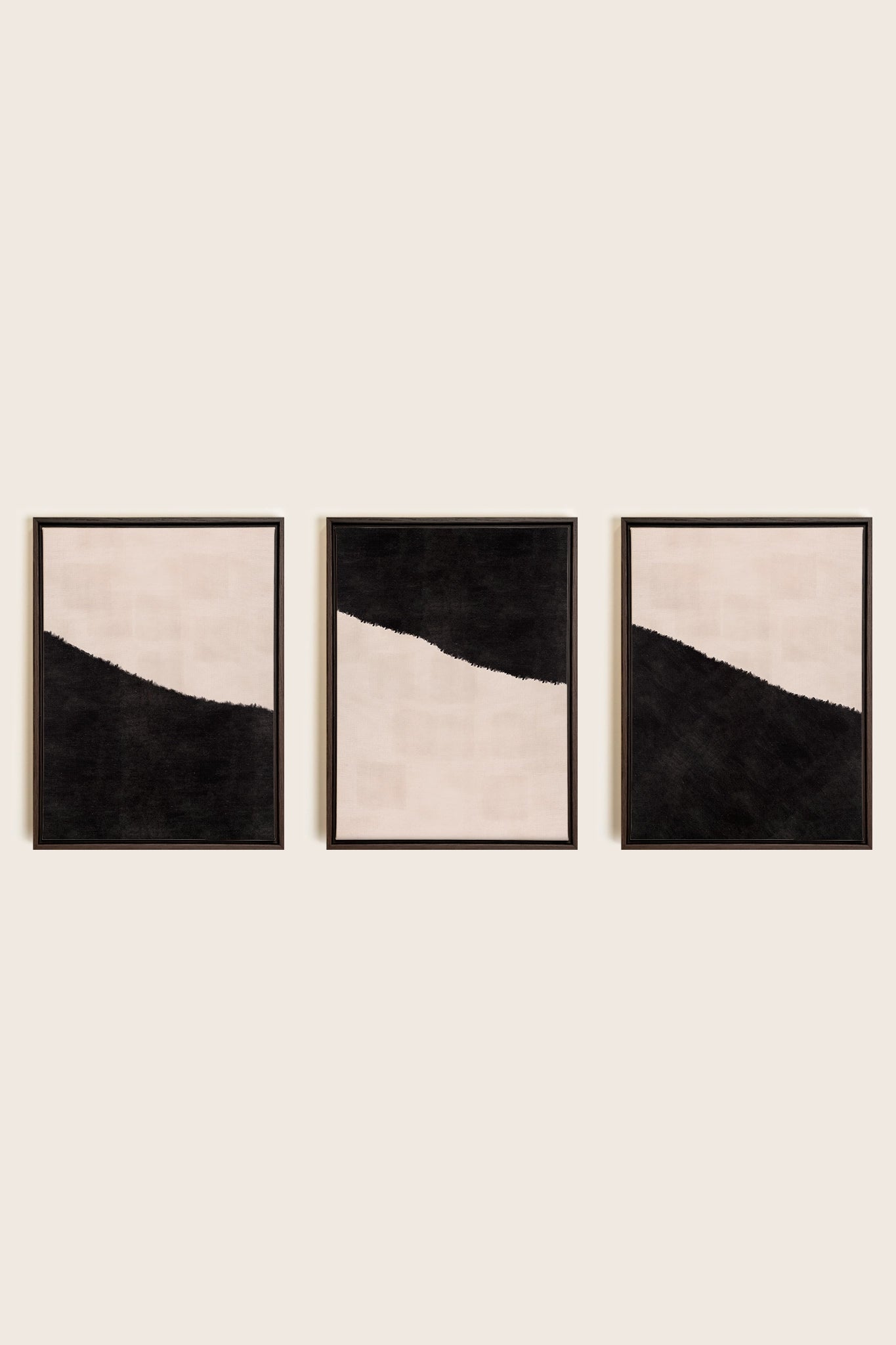 LUXE TRIO, 3 Oeuvres sur toile étirée, encadré Brun Noyer