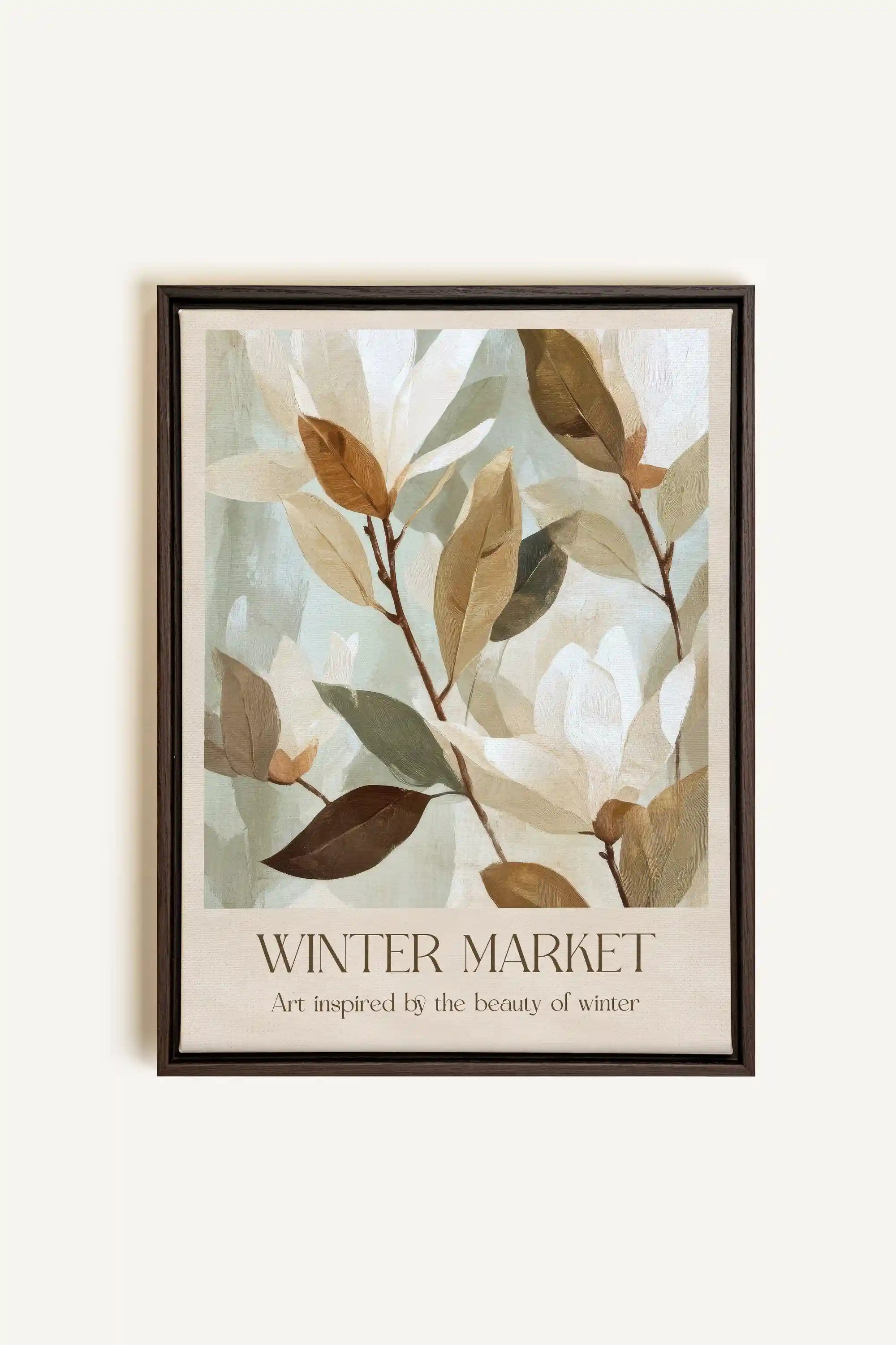 MARCHÉ HIVERNAL III, Oeuvre sur toile étirée, encadré Brun Noyer