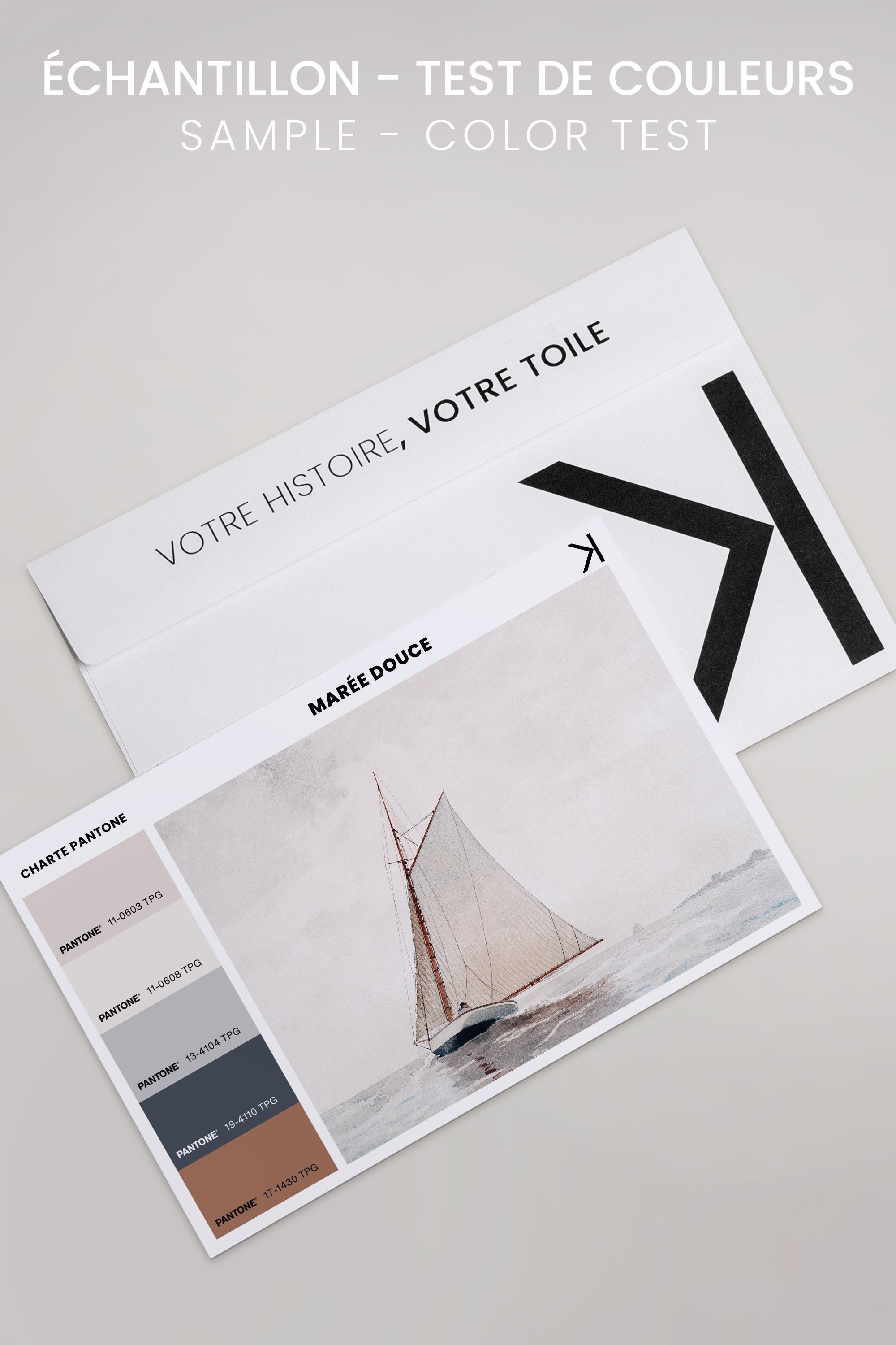 OLEKA CANVAS - MARÉE DOUCE, Oeuvre sur toile étirée, encadré Brun Chêne