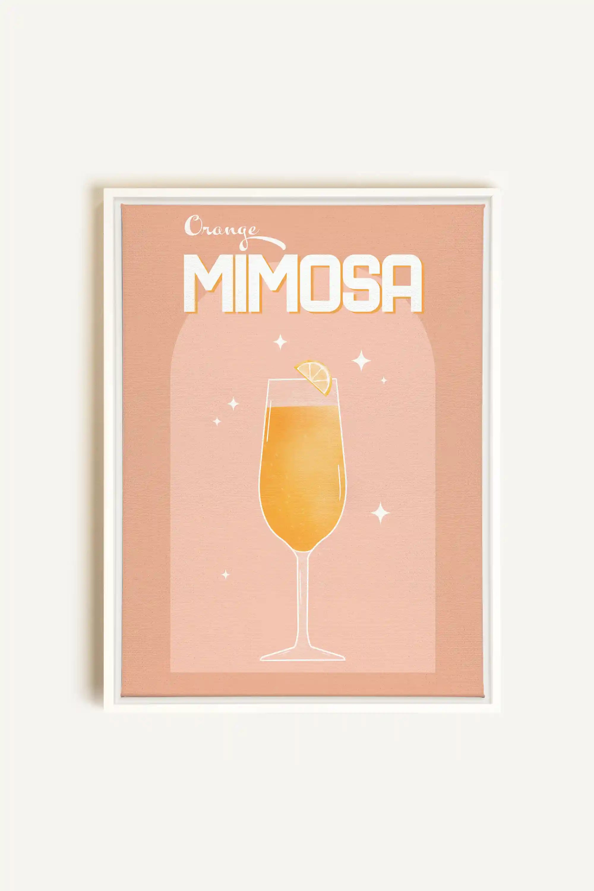 ORANGE MIMOSA, Artwork on stretched canvas, framed in white