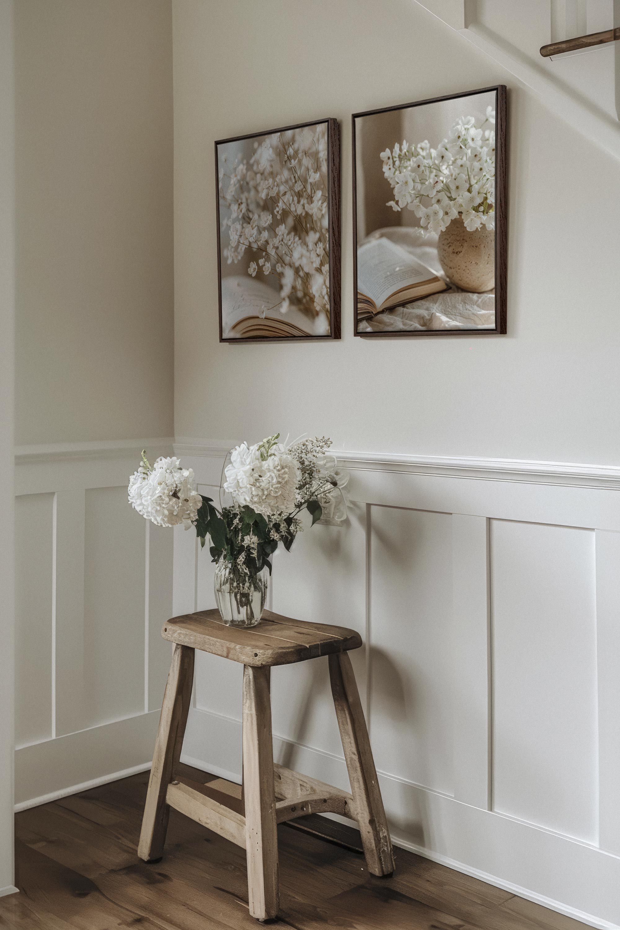 OLEKA CANVAS - TIMELESS BEAUTY DUO, 2 Oeuvres sur toile étirée, encadré Brun Noyer