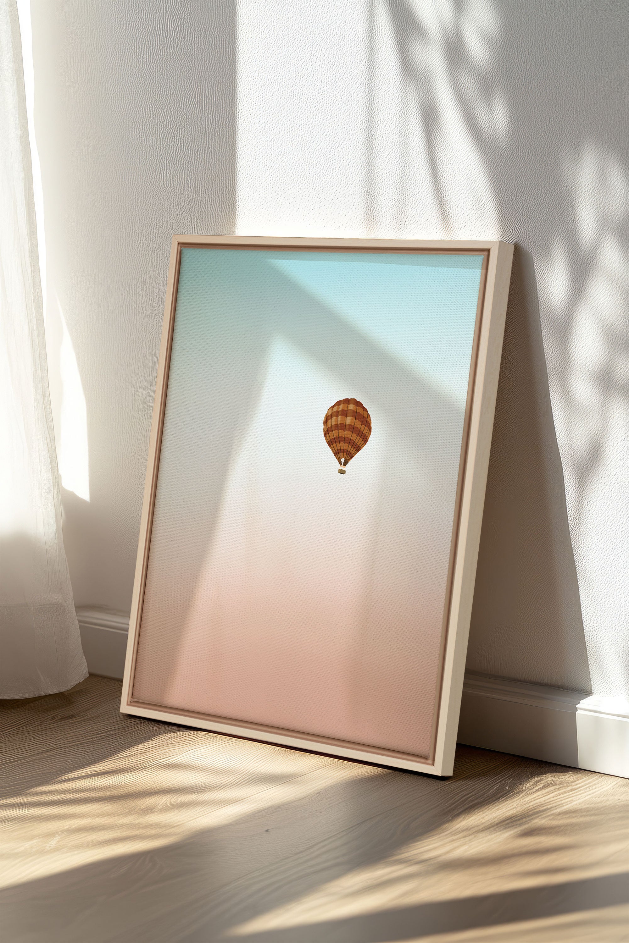 OLEKA CANVAS - MONTGOLFIÈRE, Oeuvre sur toile étirée, encadré Naturel Clair