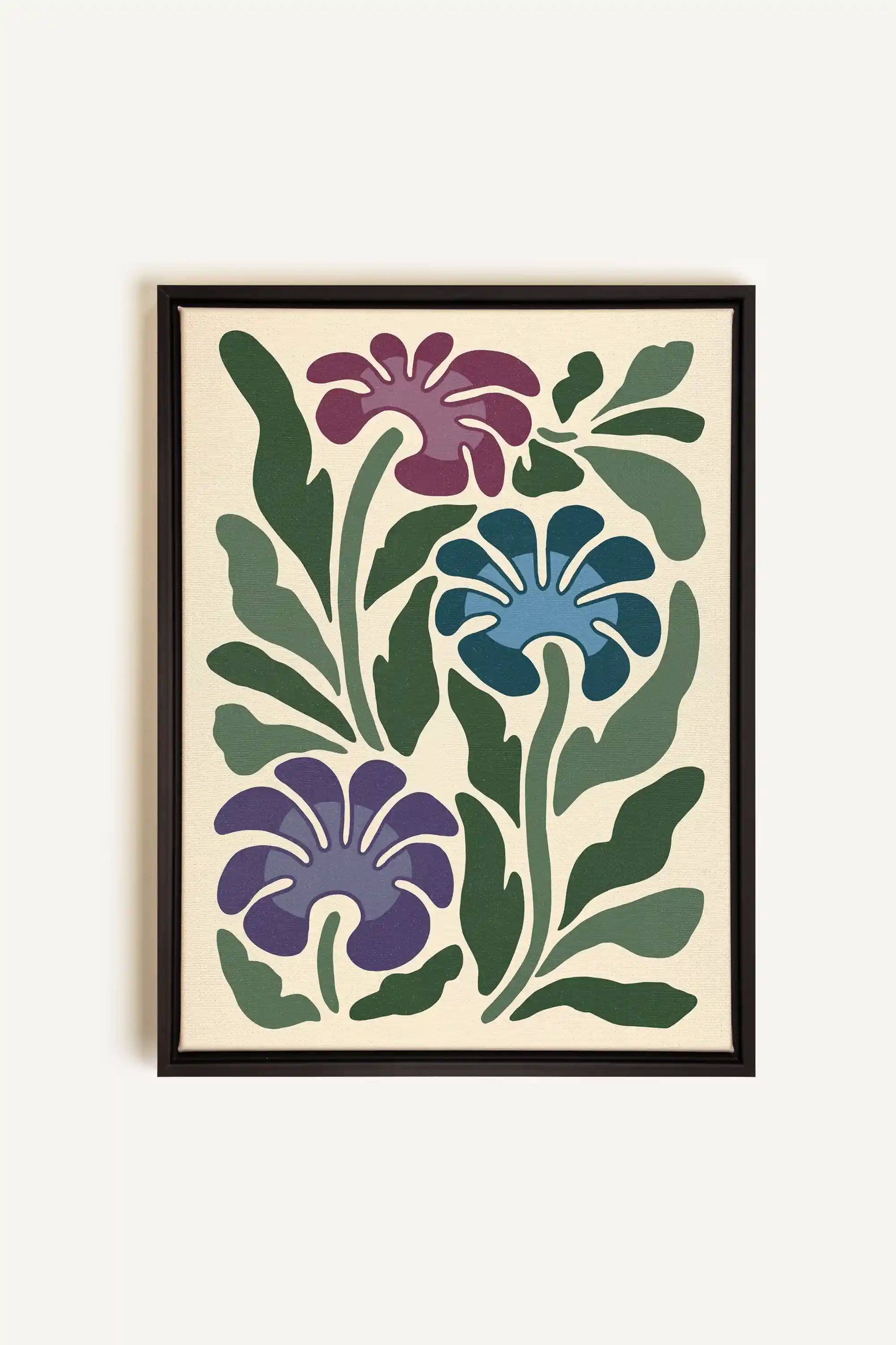 MYSTIC AZURE BLOOMS, Oeuvre sur toile étirée, encadré Noir