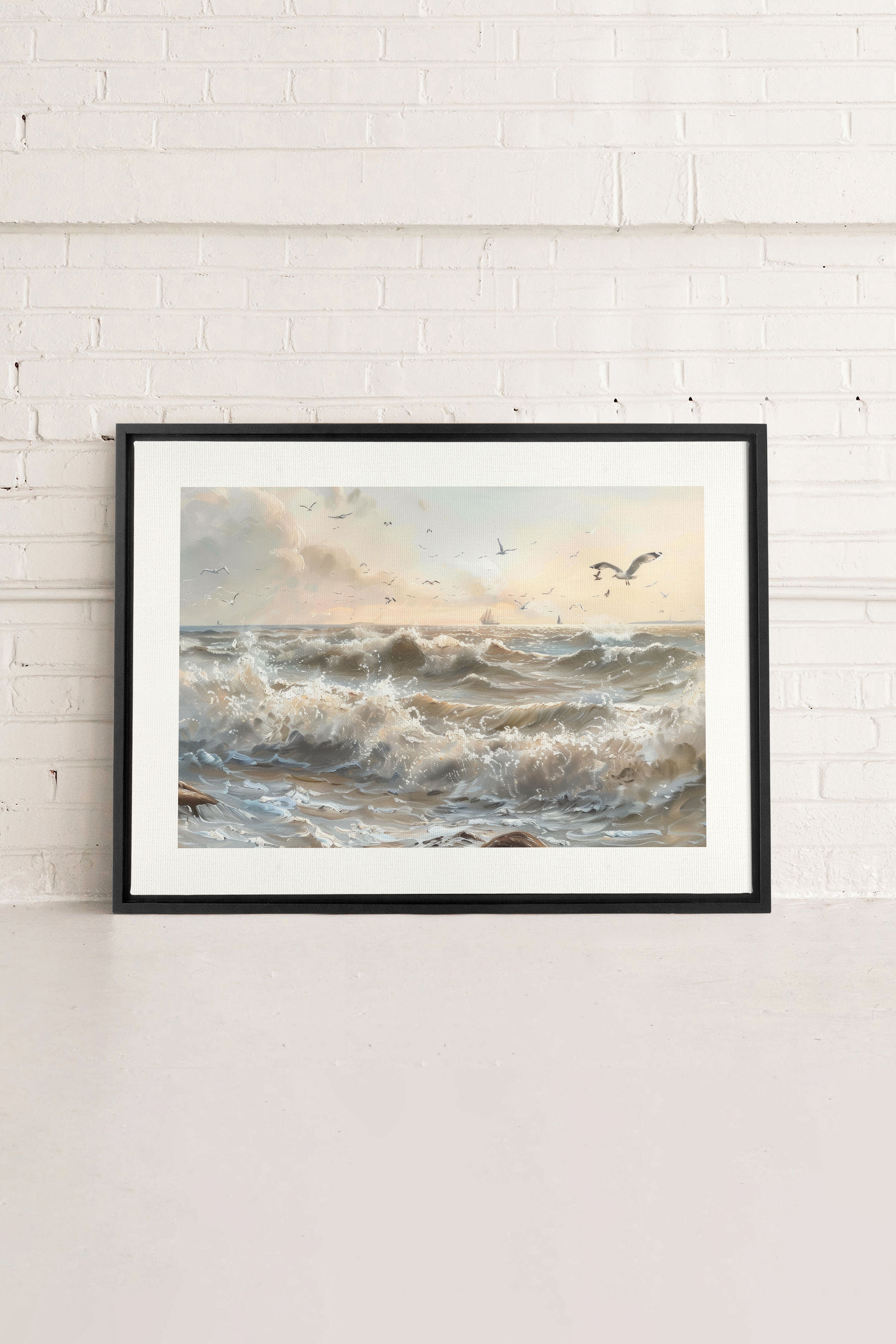 OLEKA CANVAS - JOURNEY OF WAVES, Oeuvre sur toile étirée, encadré Noir