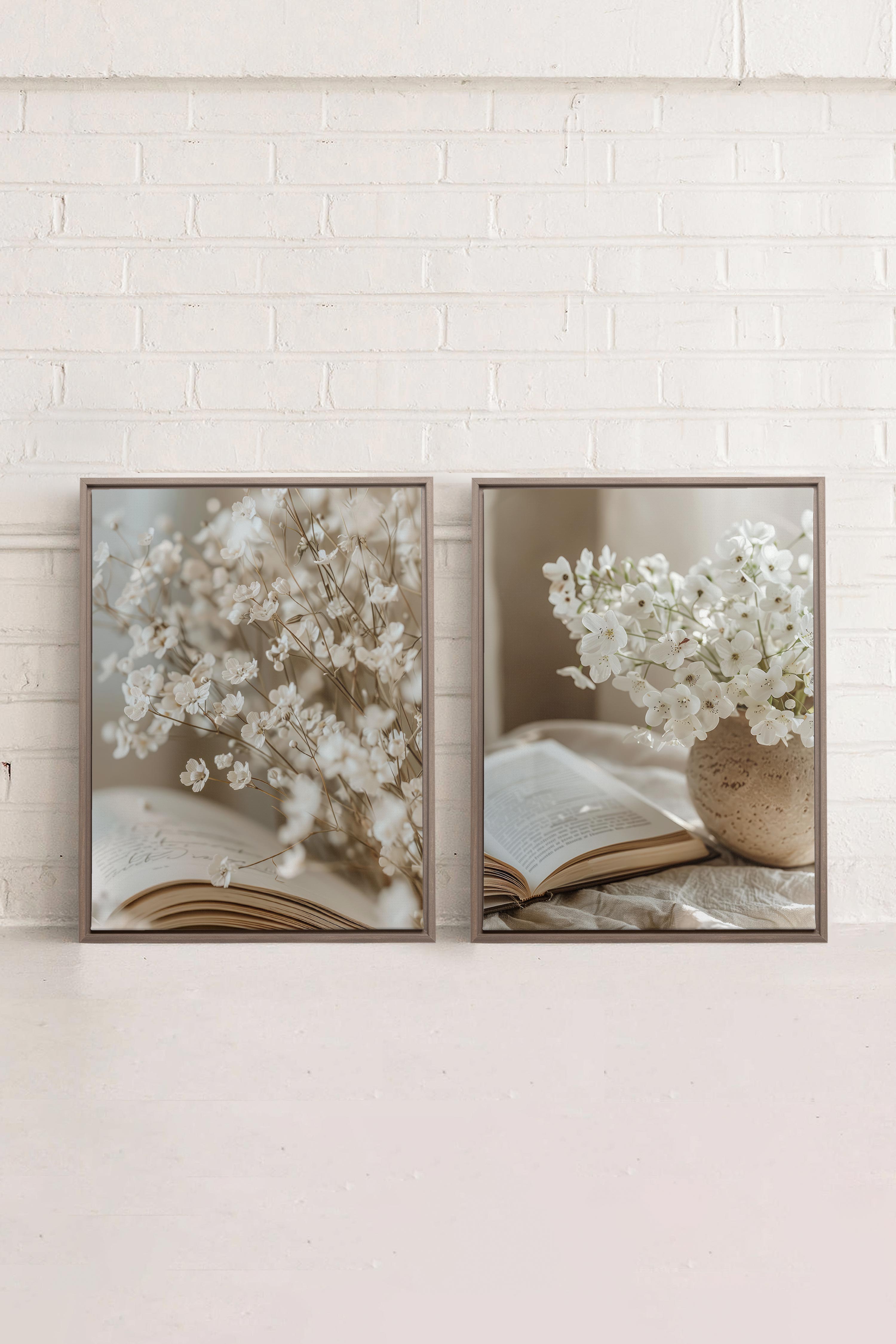 OLEKA CANVAS - TIMELESS BEAUTY DUO, 2 Oeuvres sur toile étirée, encadré Brun Chêne