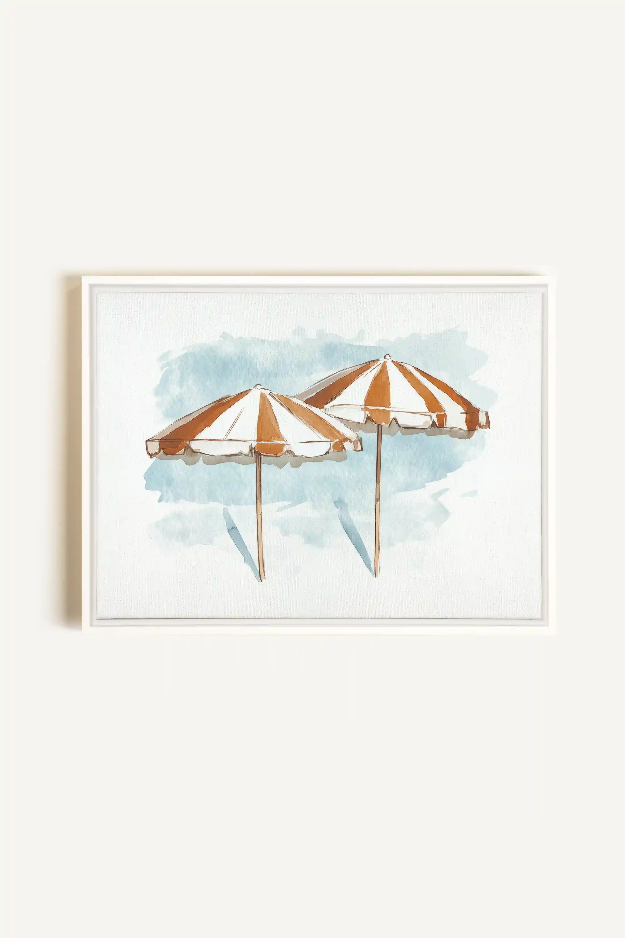 OCEAN SHADE, Artwork on stretched canvas, framed in white