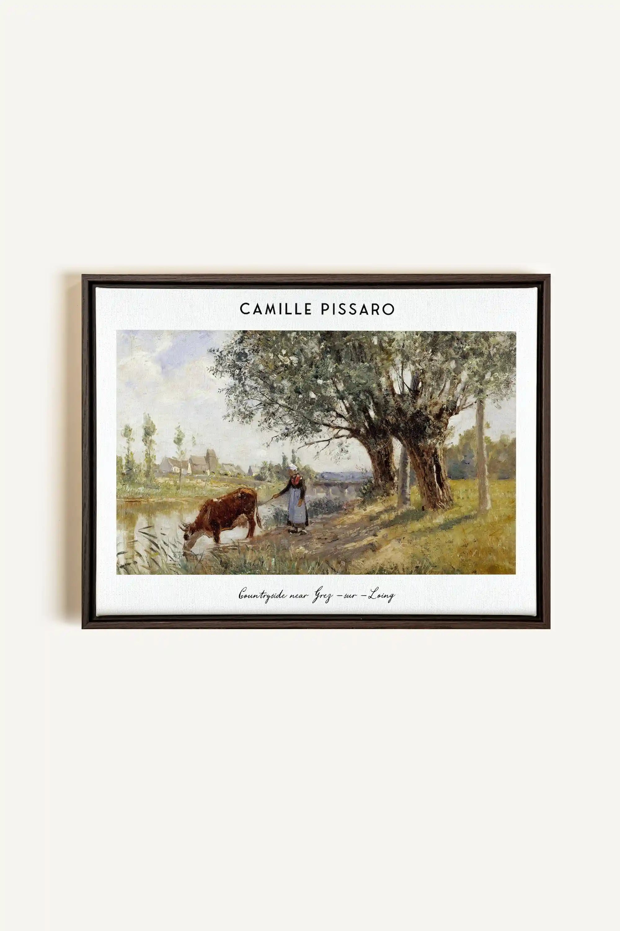 PISSARO, Artwork on stretched canvas, framed in Walnut Brown