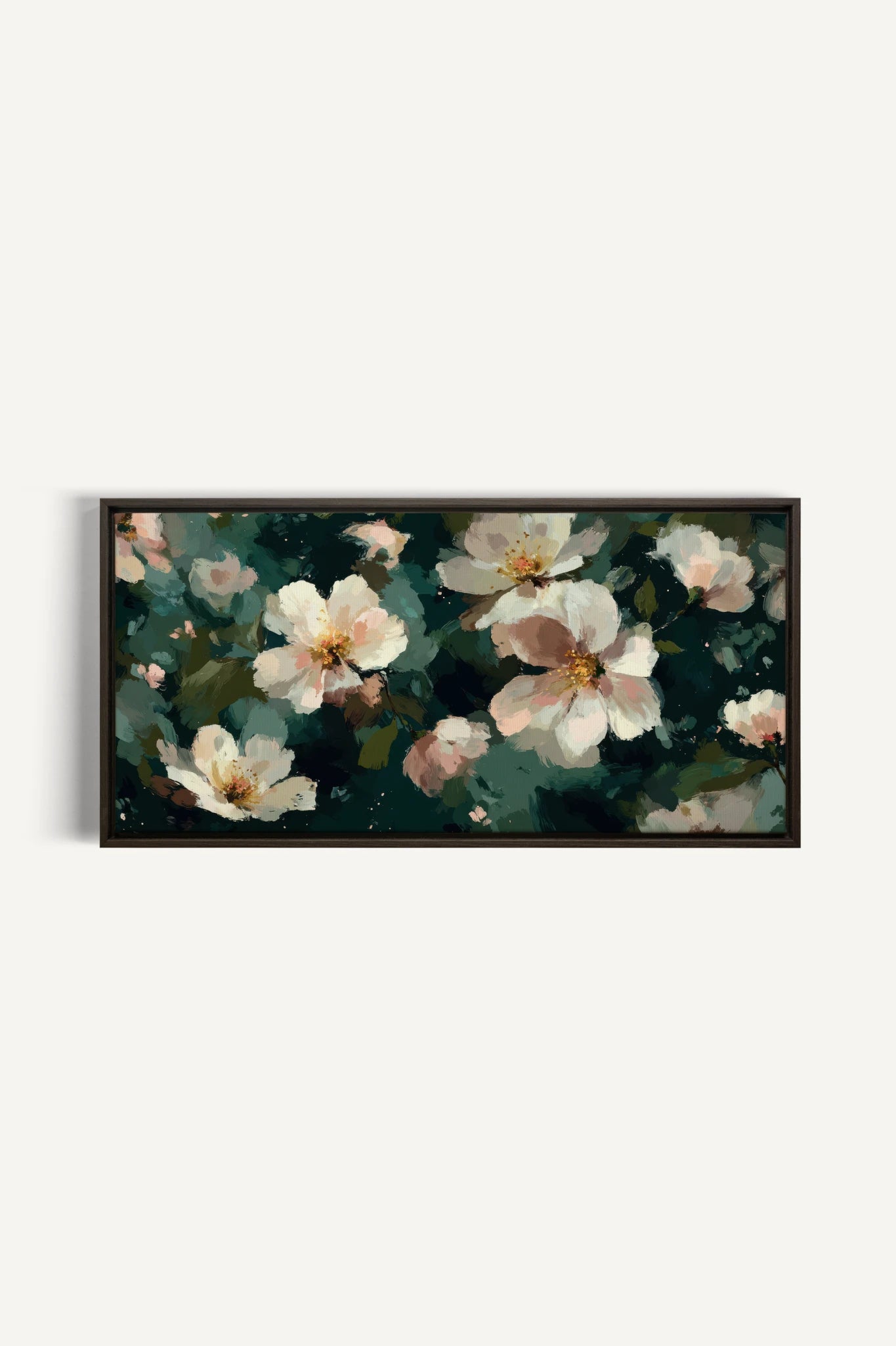 PÉTALES DE LUNE, Work on stretched canvas, framed Walnut Brown