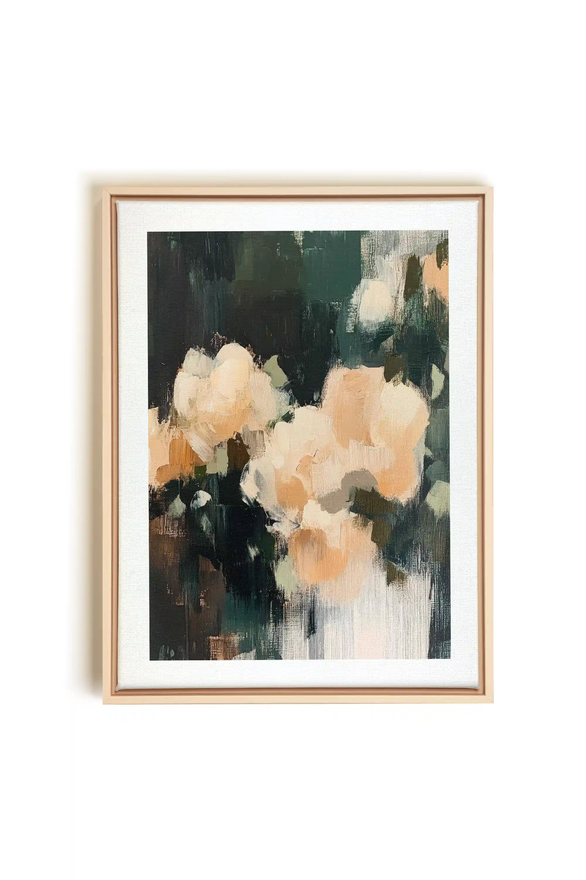 OLIVE MOON, Oeuvre sur toile étirée, encadré Naturel Clair