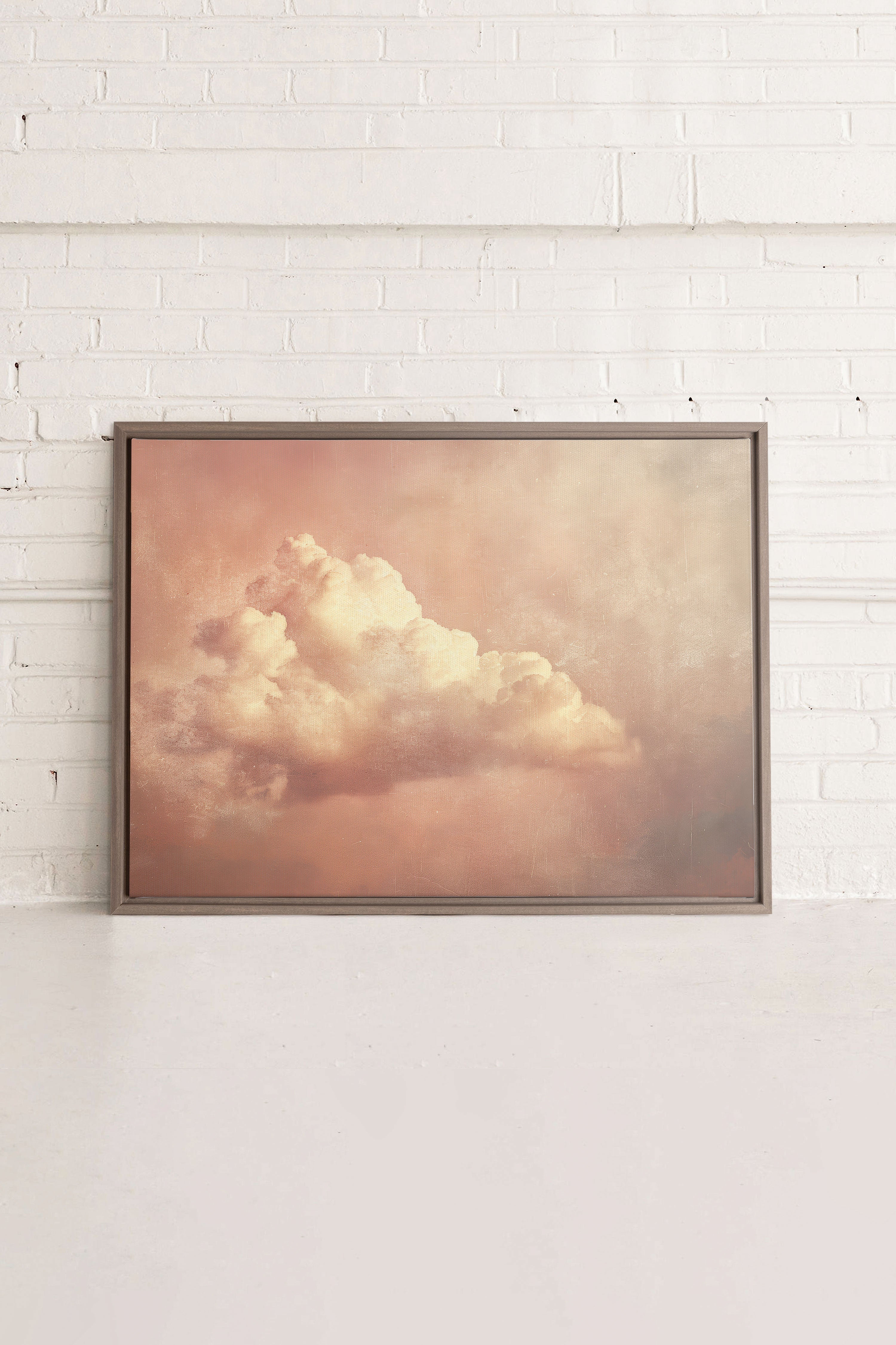 OLEKA CANVAS - ROSE MIST, Oeuvre sur toile étirée, encadré Brun Chêne