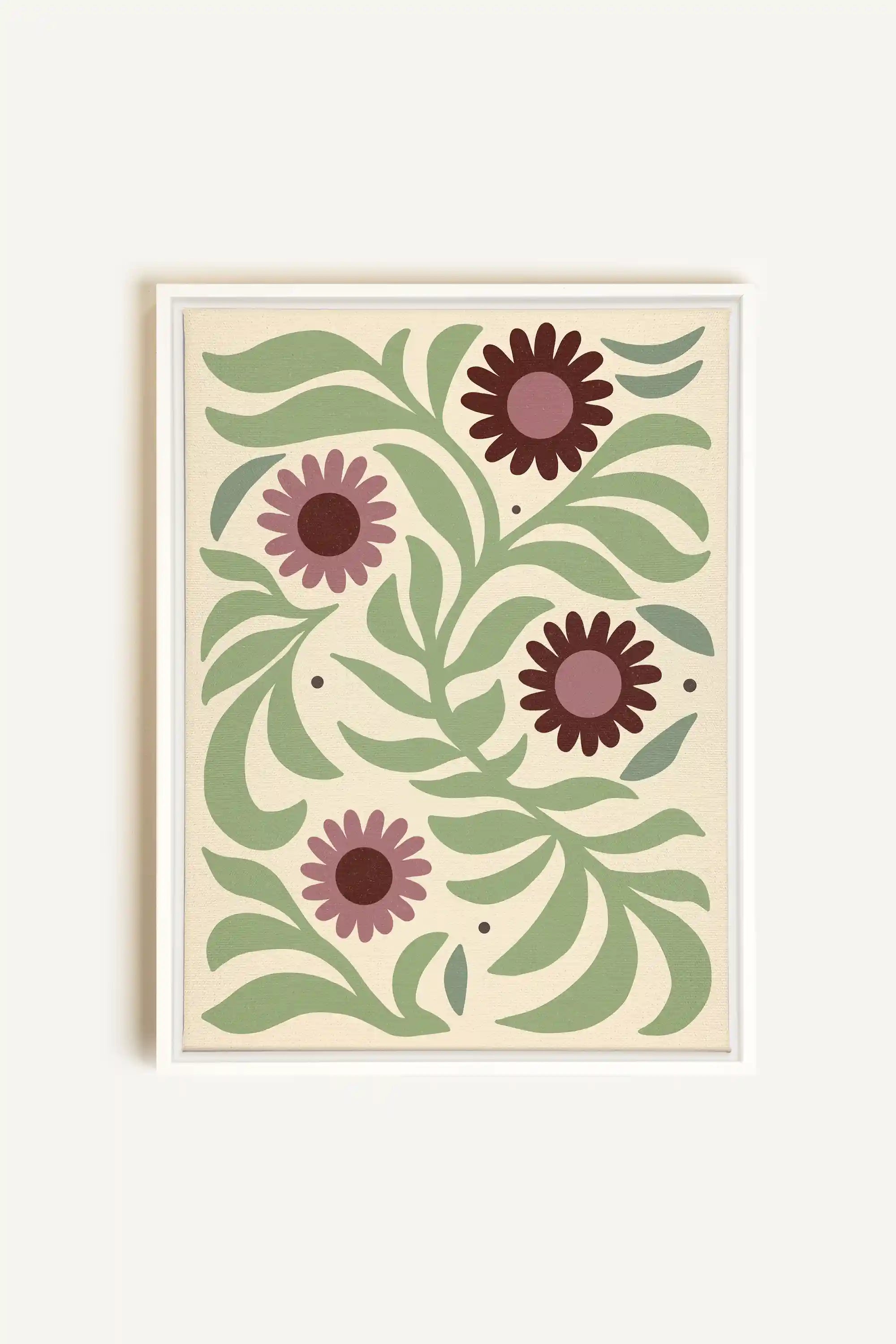 ROSY SPRIGS, Oeuvre sur toile étirée, encadré Blanc