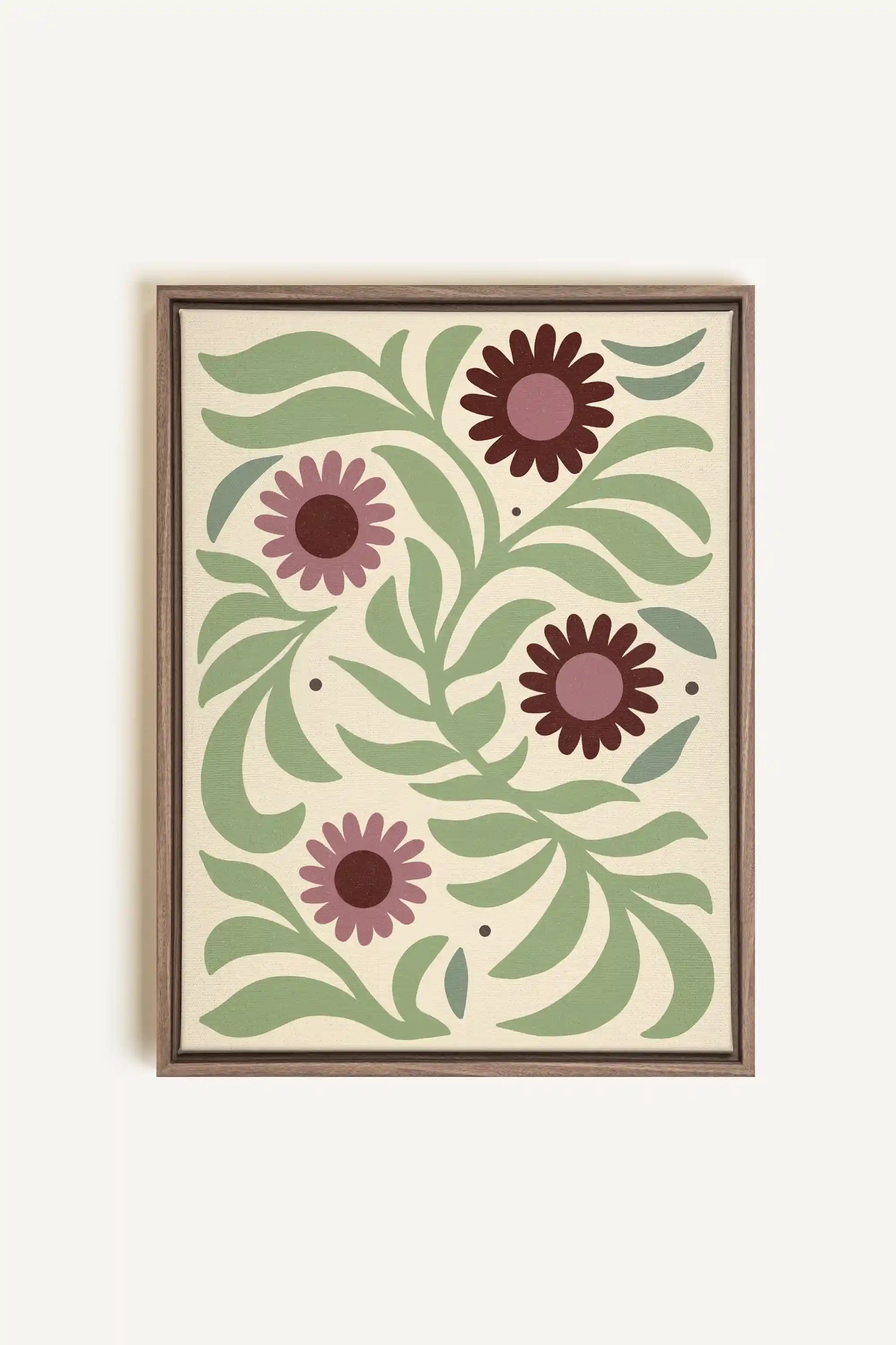 ROSY SPRIGS, Oeuvre sur toile étirée, encadré Brun Chêne