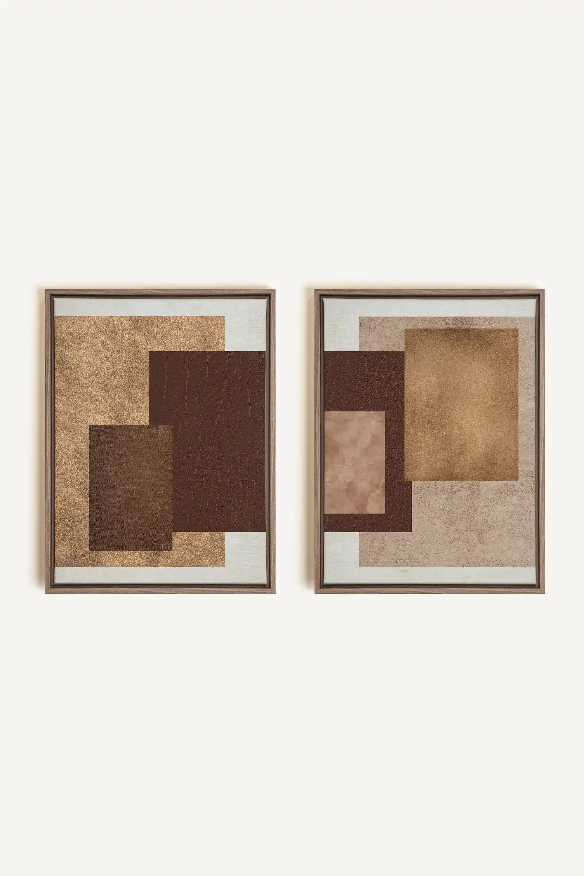 RUST & LEATHER DUO, 2 Oeuvres sur toile étirée, encadré Brun Chêne