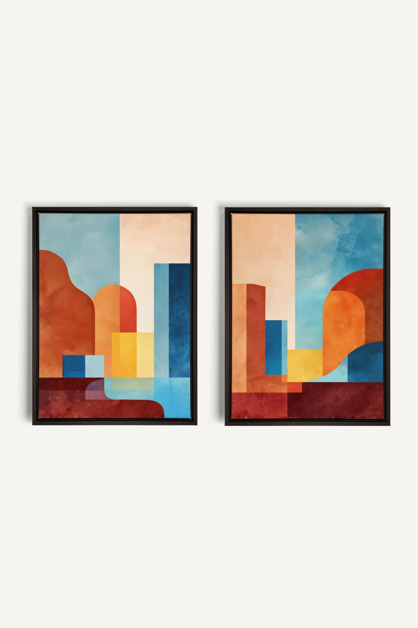 RETRO ARCH DUO, 2 Oeuvres sur toile étirée, encadré Noir