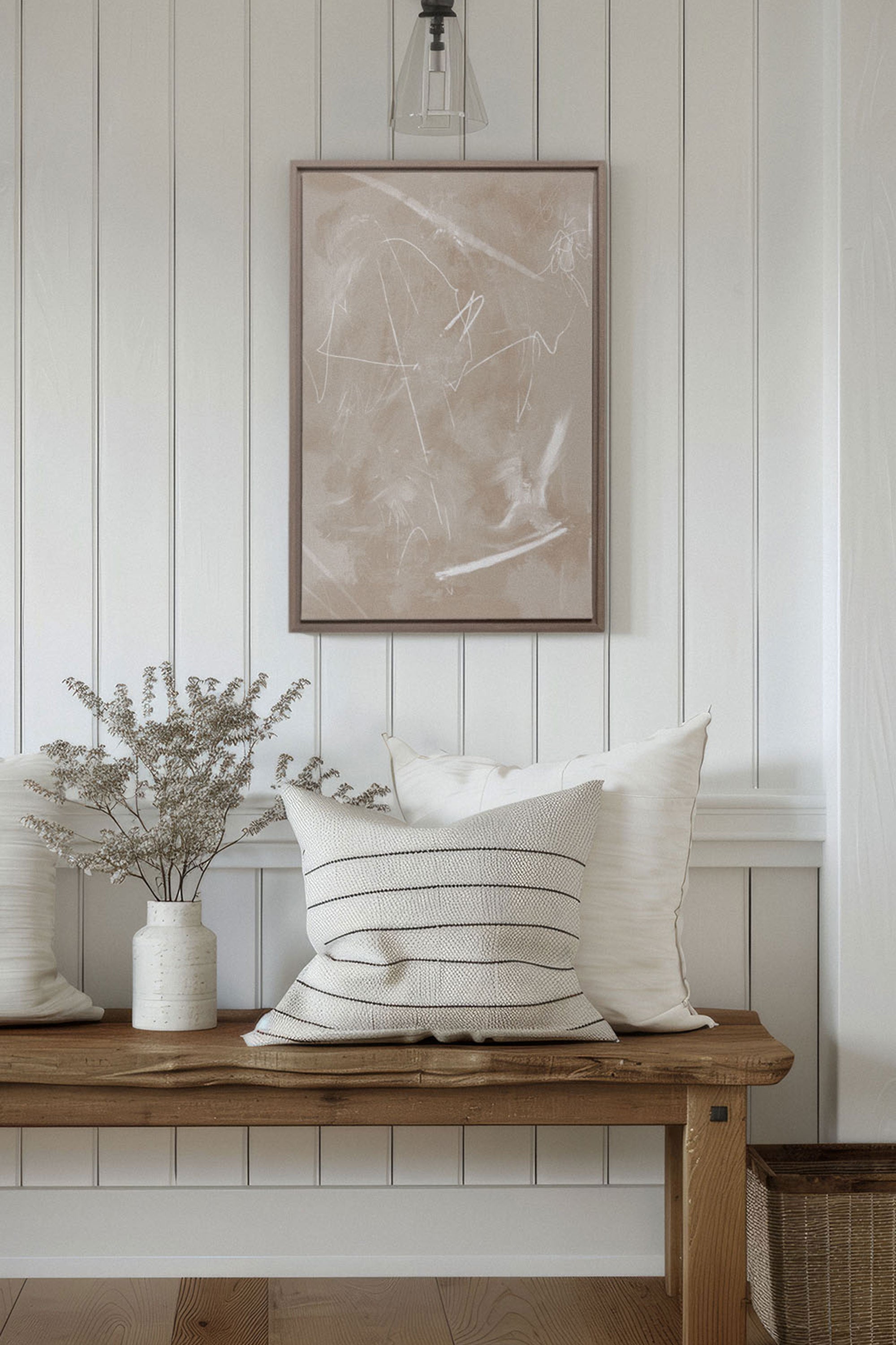 OLEKA CANVAS - SABLE ÉTOILÉ, Oeuvre sur toile étirée, encadré Brun Chêne