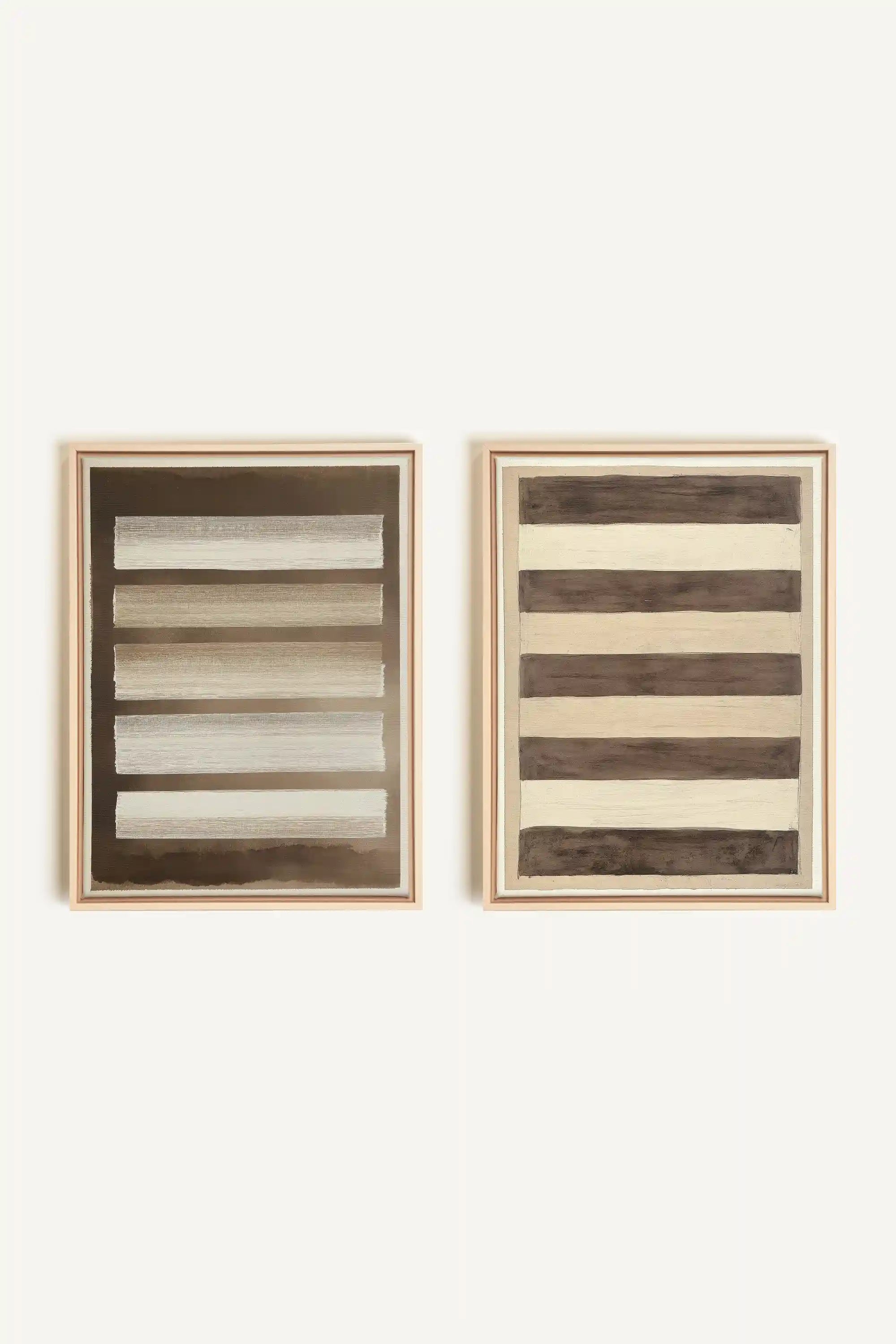 SANDY LINES DUO, 2 Oeuvres sur toile étirée, encadré Naturel Clair