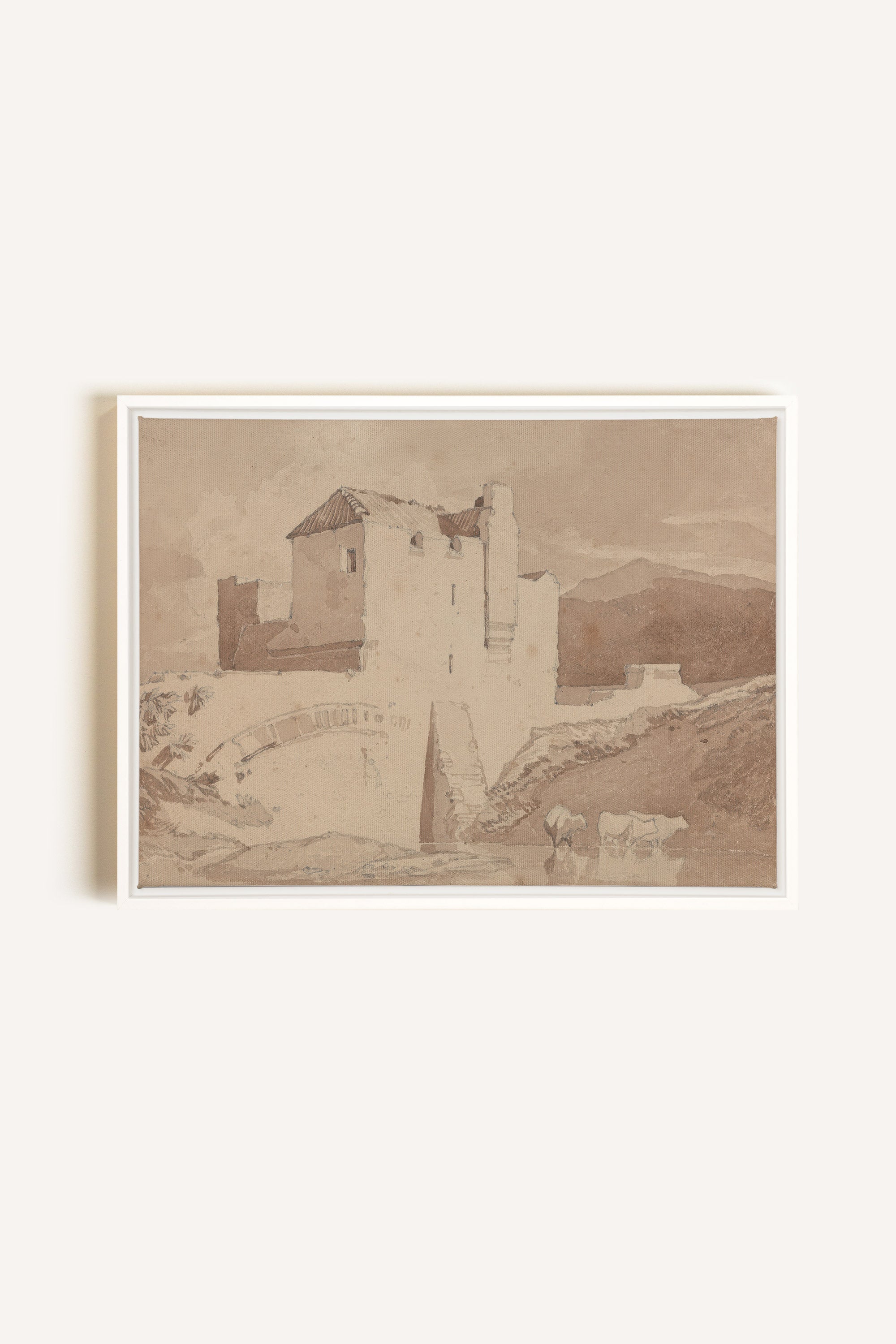 STONE AND STREAM, Artwork on stretched canvas, framed in white