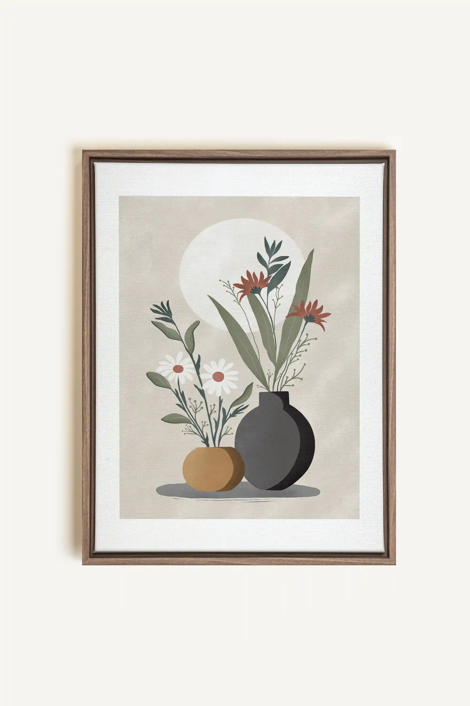 SUNLIT BLOOMS, Oeuvre sur toile étirée, encadré Brun Chêne